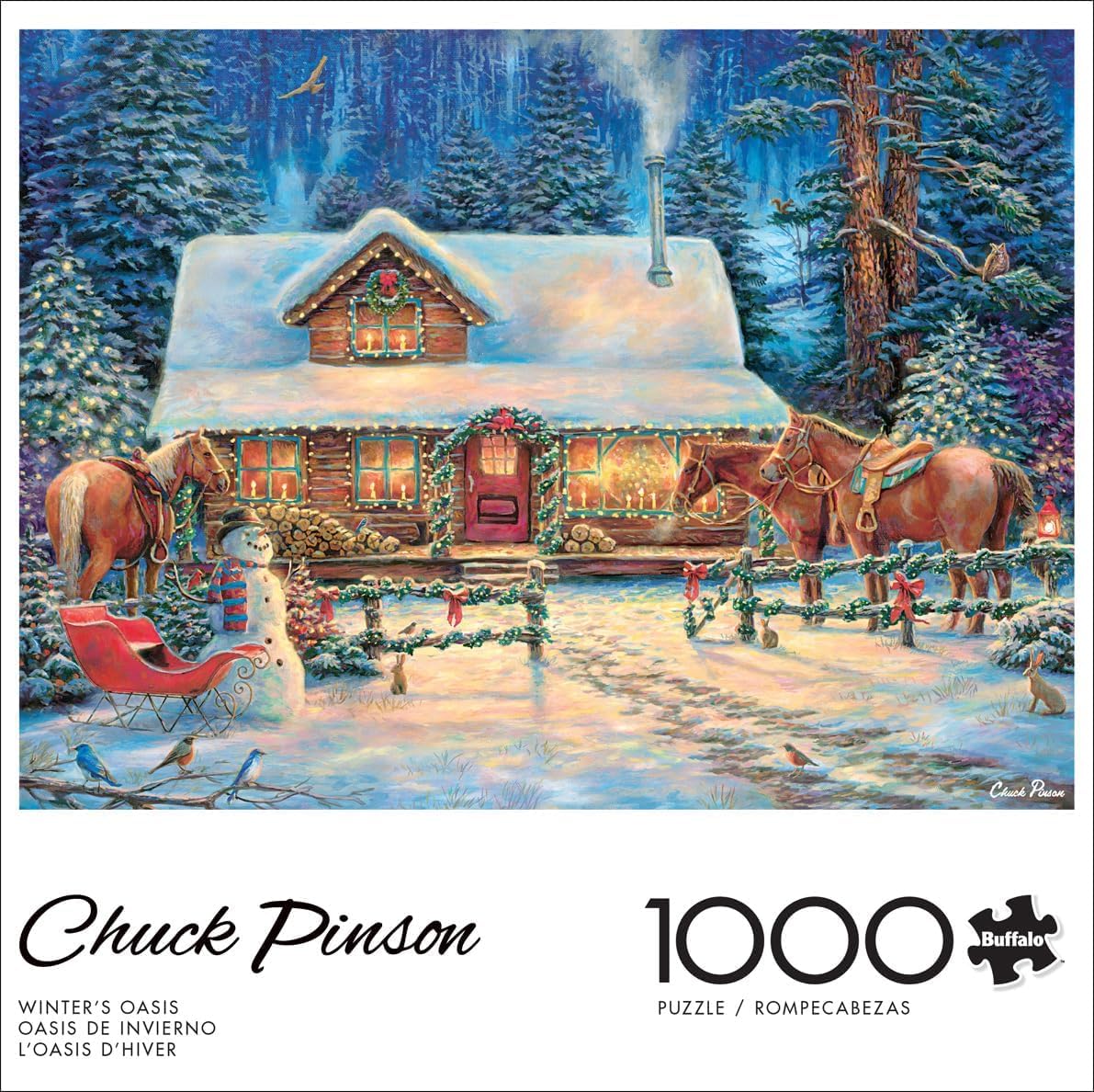 Buffalo Games - Chuck Pinson - Winter's Oasis - 1000 Piece Christmas Jigsaw Puzzle - Festive Puzzles for Adults - Precision-Cut Pieces, Festive