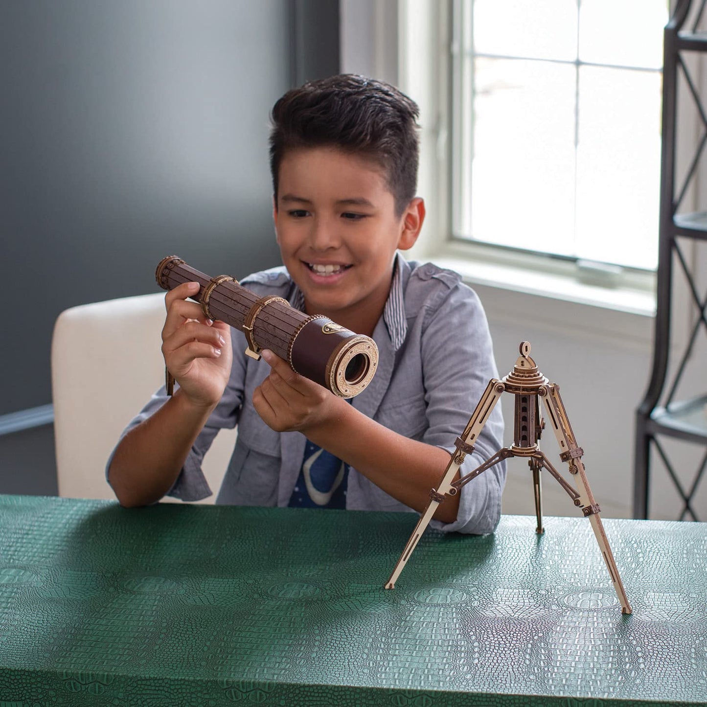 Gearjits: Telescope - Wooden 3D Building Puzzle for Teens & Adults - Build Your Own Telescope - Fun for Parents Too! - Great STEAM Gifts for Ages 12+