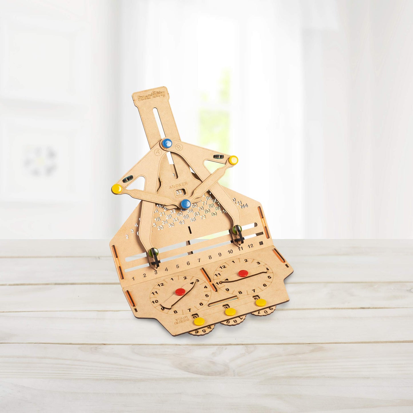 Smartivity Multiplication Machine 3D Wooden Model Engineering Educational Toy for Kids Ages 6 and Up, includes Rubber Bands, Engineered Wood