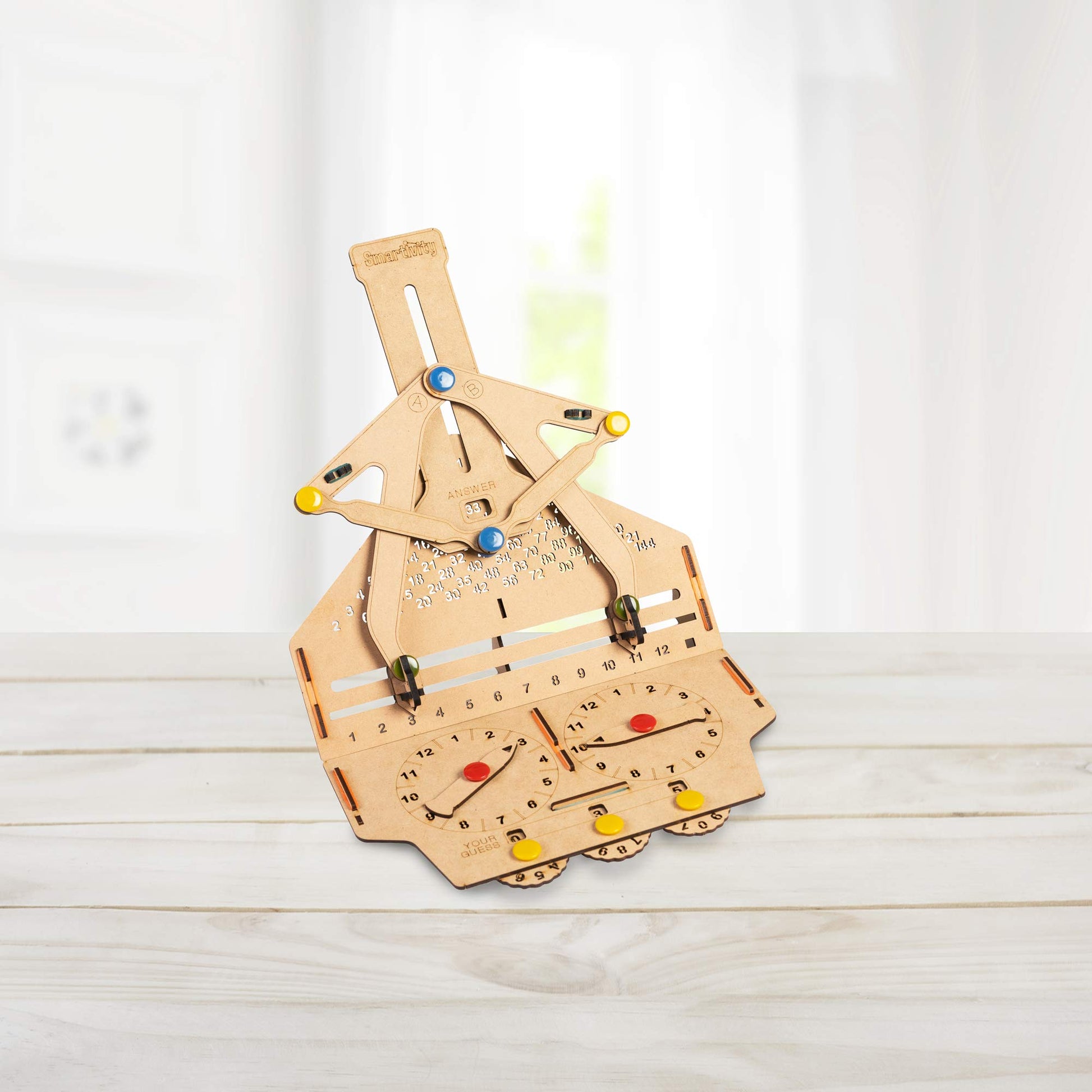 Smartivity Multiplication Machine 3D Wooden Model Engineering Educational Toy for Kids Ages 6 and Up, includes Rubber Bands, Engineered Wood
