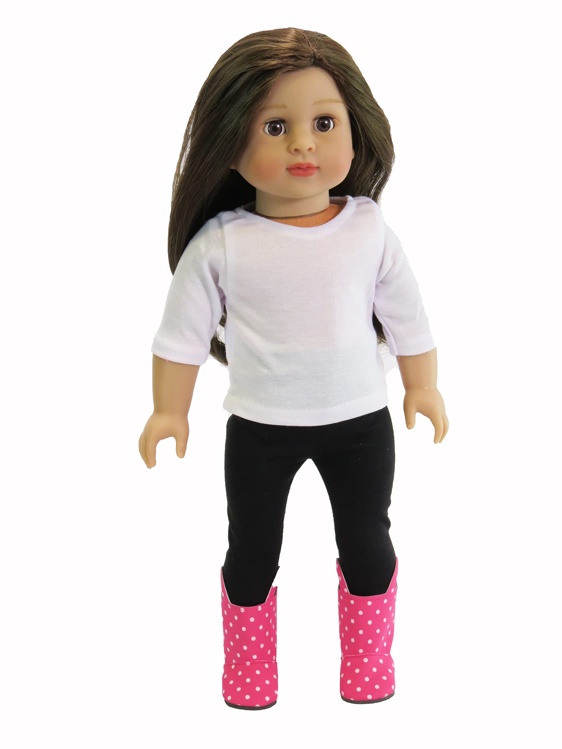 American Fashion World Pink Polka Dot Raincoat for 18-Inch Dolls | 5 Piece Set | Premium Quality & Trendy Design