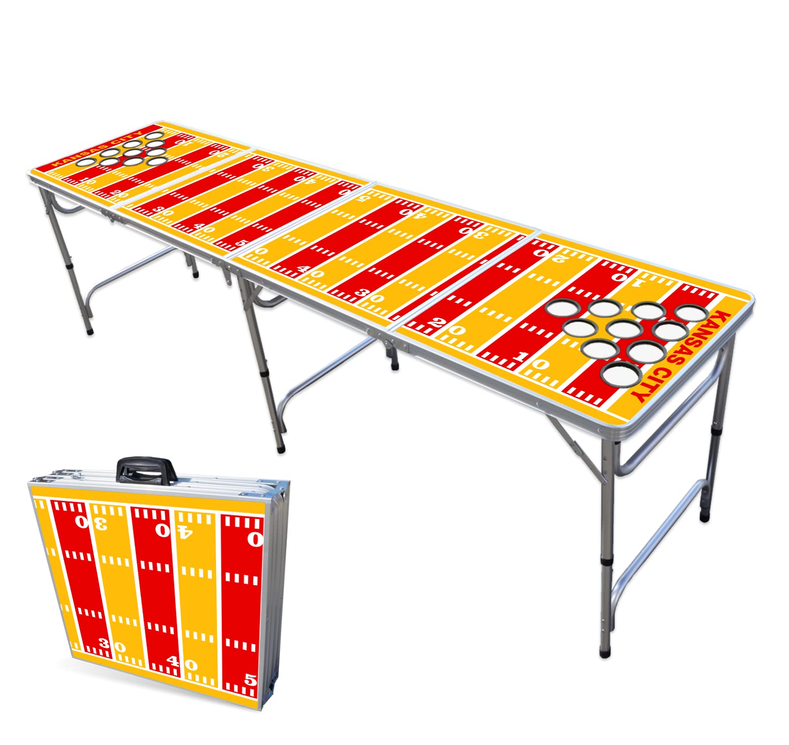 8-Foot Professional Beer Pong Table w/Cup Holes - Kansas City Football Field