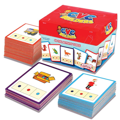 Junior Learning: CVC Word Builders, 48 CVC Activity Cards, Phonemic Awareness, Helps Children to Recognize and Understand Basic Sounds in Words, Self