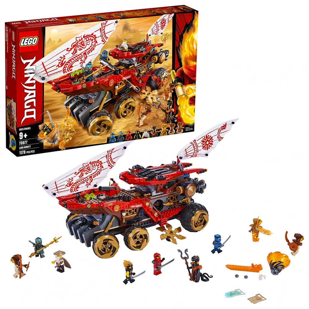 LEGO NINJAGO Land Bounty 70677 Toy Truck Building Set with Ninja Minifigures, Popular Action Toy with Two Toy Vehicles and Toy Ninja Weapons for