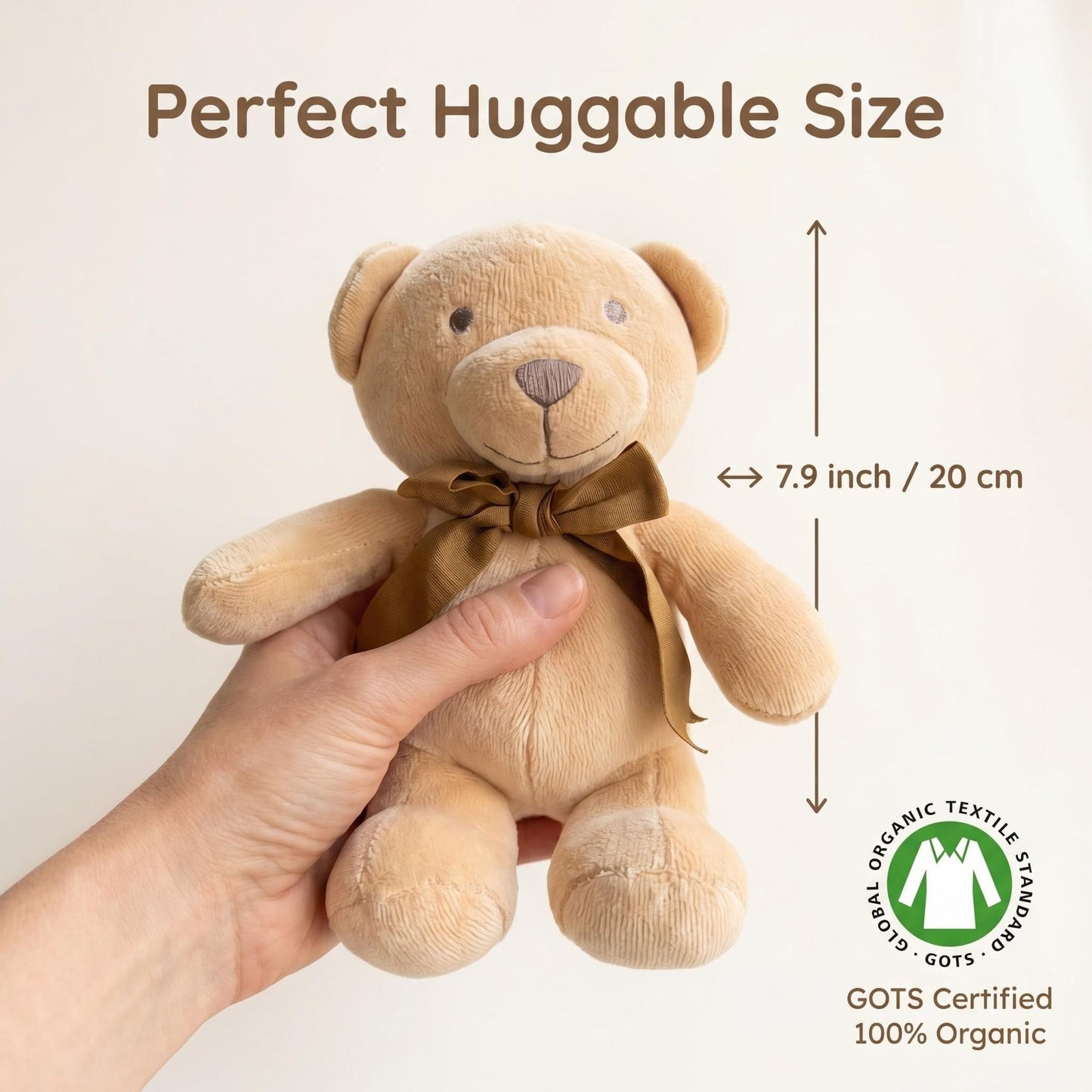 100% Organic Cotton Velour Teddy Bear for Baby Boy & Girl, Toddler Kids | GOTS Certified Eco-Friendly Clothes | Luxury Soft, Breathable & Comfortable