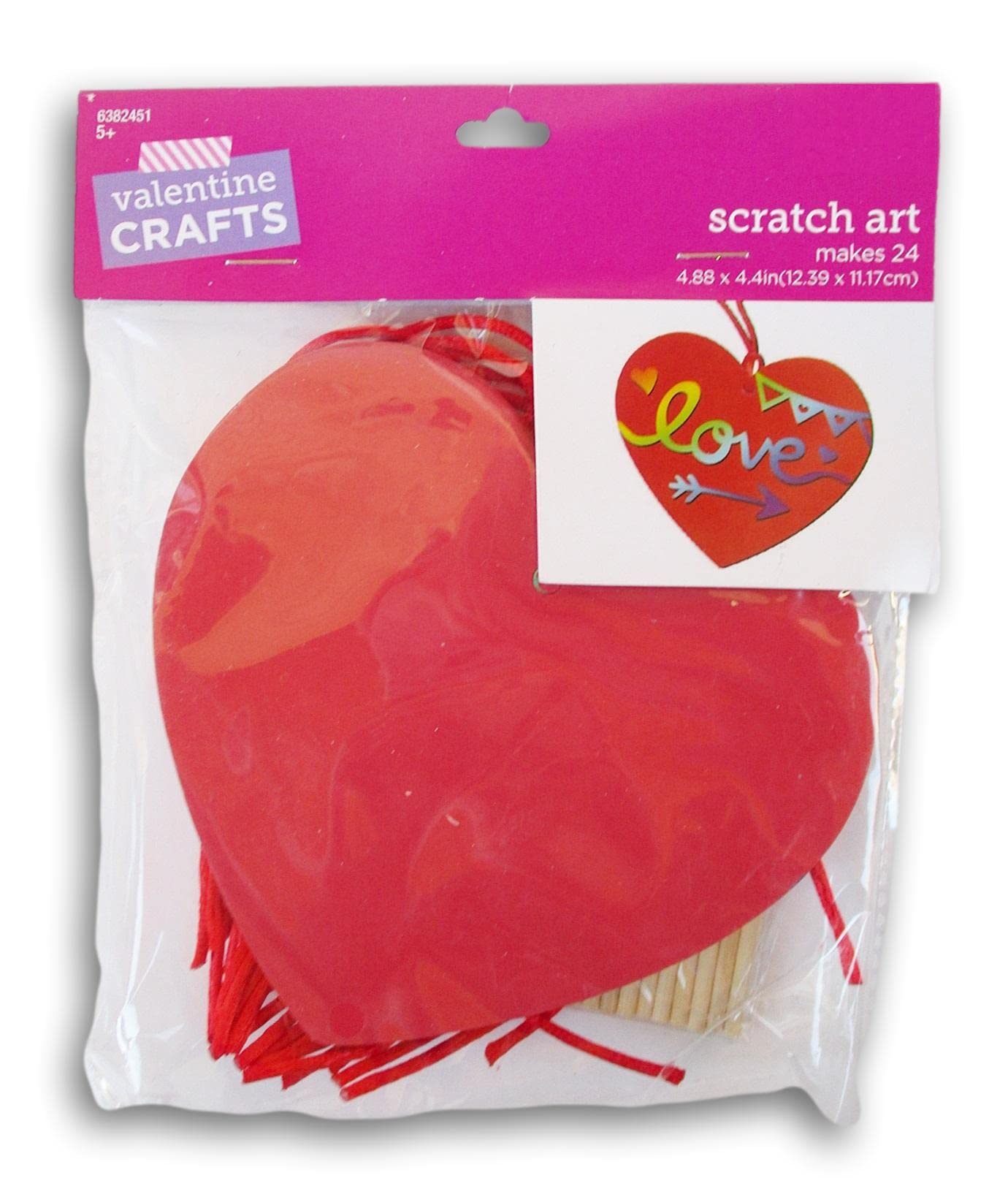 Valentine Red Heart Scratch Art Craft Kit - Makes 24