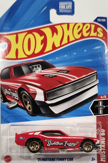 Hot Wheels '71 Mustang Funny Car, Red, 1:64 Scale Diecast Metal Toy Car, 175/250, Mustang 60th Anniversary 4/5