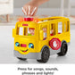 Fisher-Price Little People Musical Toddler Toy Sit with Me School Bus with Lights Sounds & 2 Figures for Pretend Play Kids Ages 1+ Years
