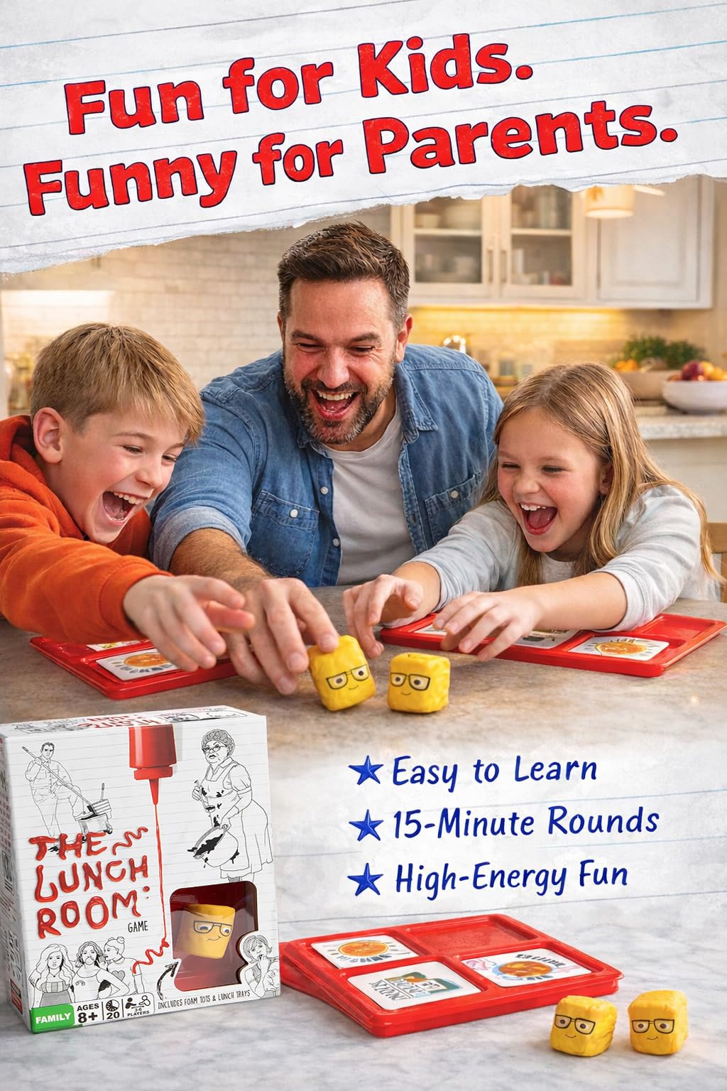 The Lunch Room Family Card Game - Fast Paced Food Fight Party Game for Kids & Adults, Fun for 3-6 Players, Easy to Learn for Family Game Night, 10-15