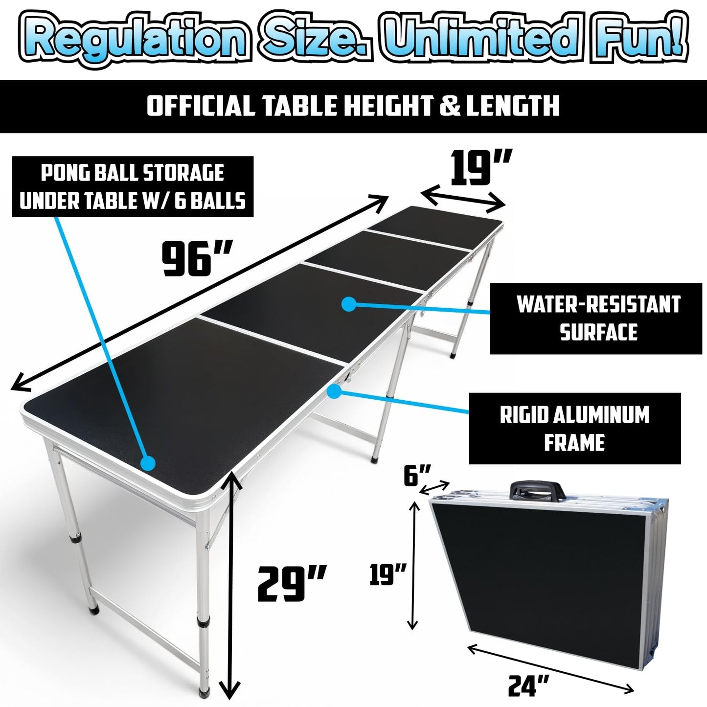 8-Foot Folding Beer Pong Table