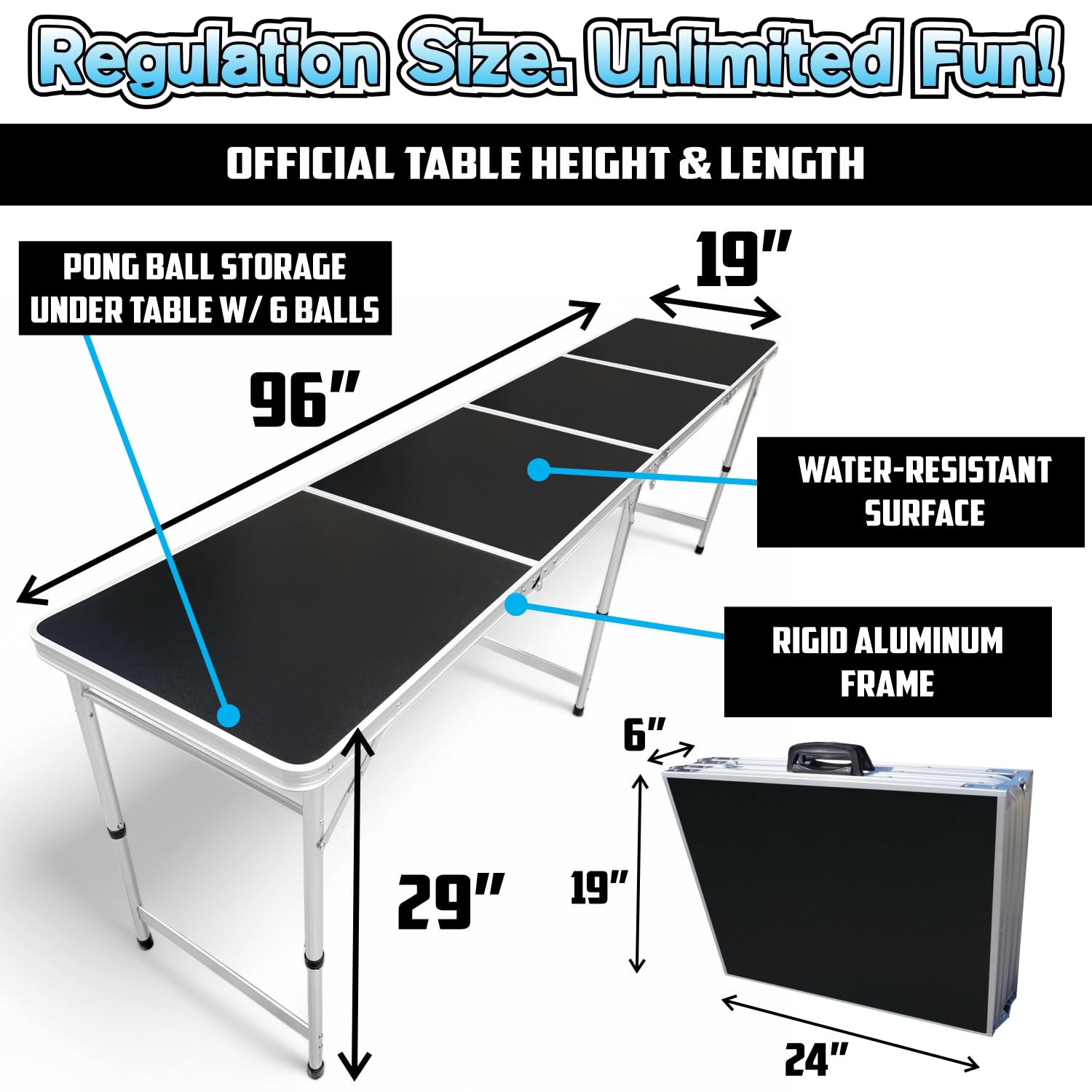 8-Foot Folding Beer Pong Table