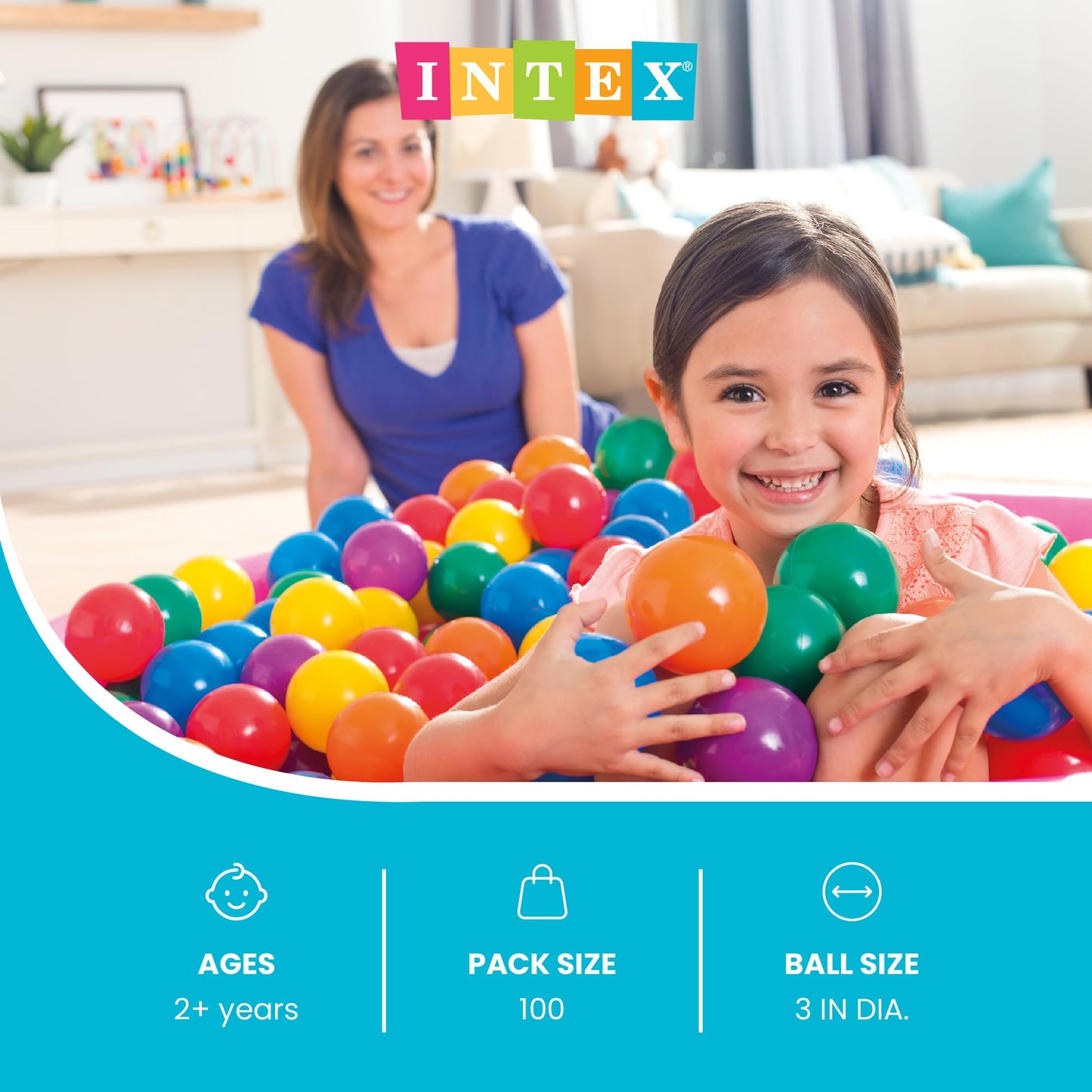 Intex "Phthalate Free" EP Version Fun Ballz Pit 100 Ball Pack with carry bag