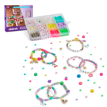 Claire’s DIY Bracelet Kit - 895-Piece Jewelry Making Supplies Set| Clay Heishi Beads, Alphabet, Charms, String| Friendship Bracelet Kit for Girls|
