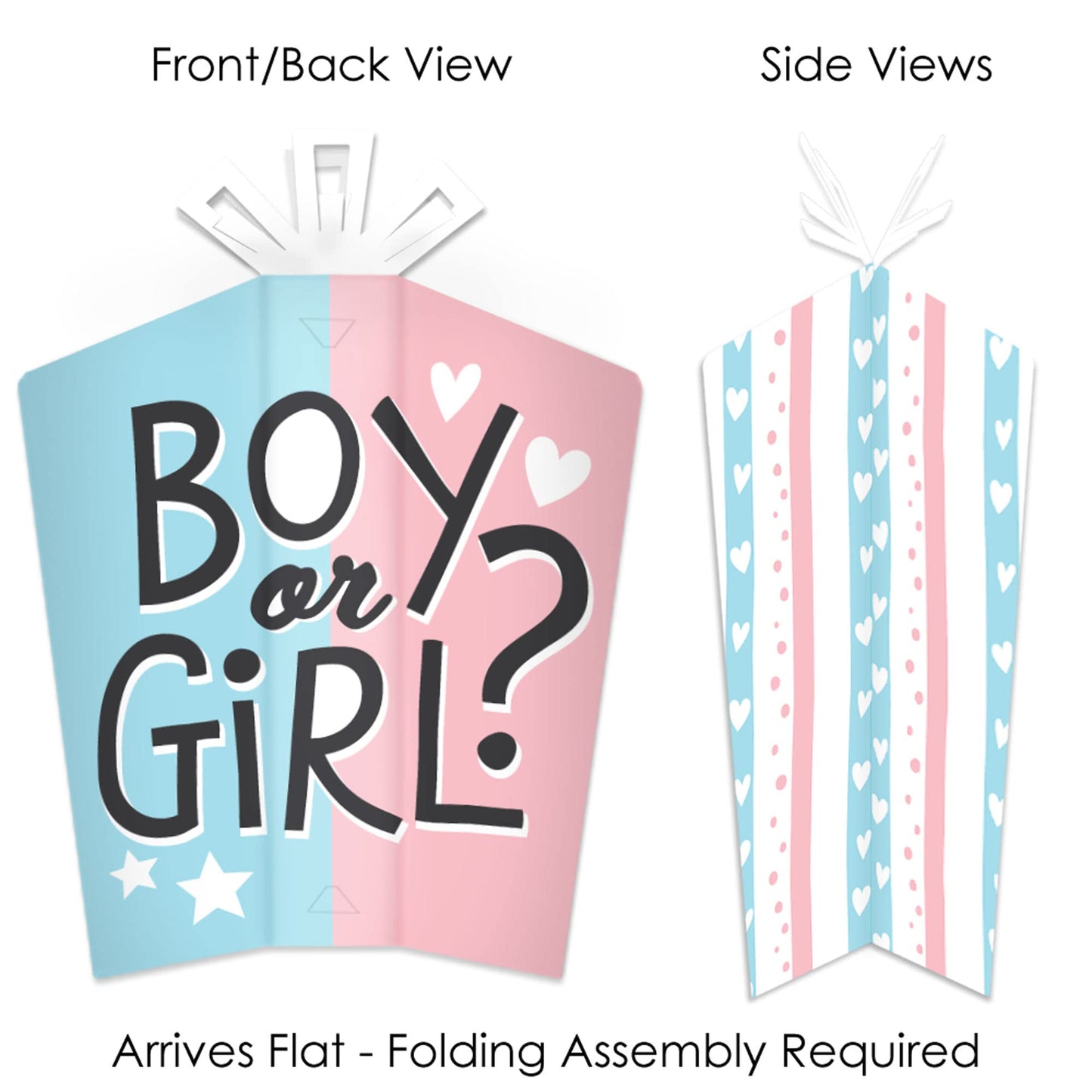 Big Dot of Happiness Baby Gender Reveal - Table Decorations - Team Boy or Girl Party Fold and Flare Centerpieces - 10 Count