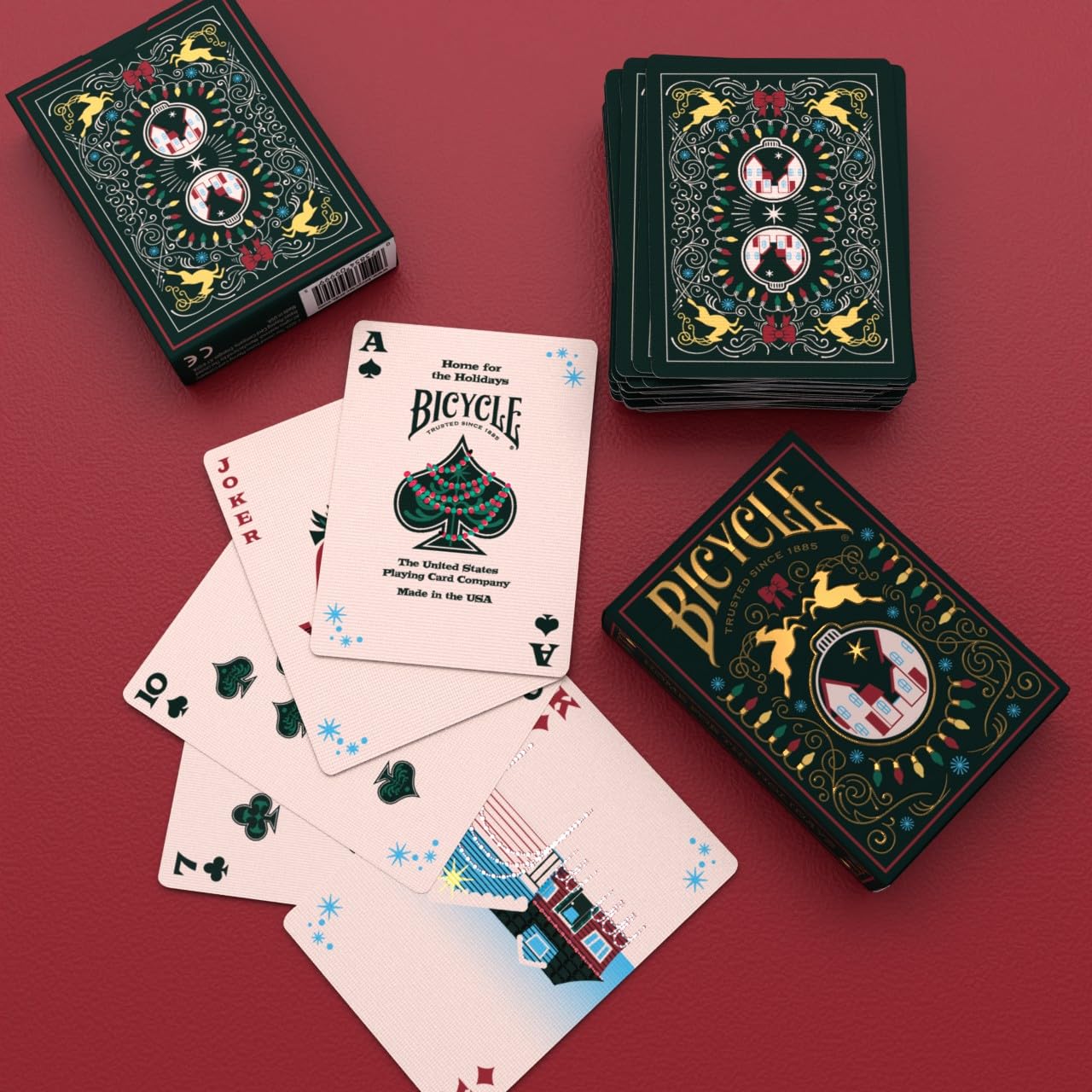 Bicycle Home for The Holidays Collectible Standard 52 Deck of Cards, Poker Size, Stocking Stuffers, Small, Family & Kids Card Game Night