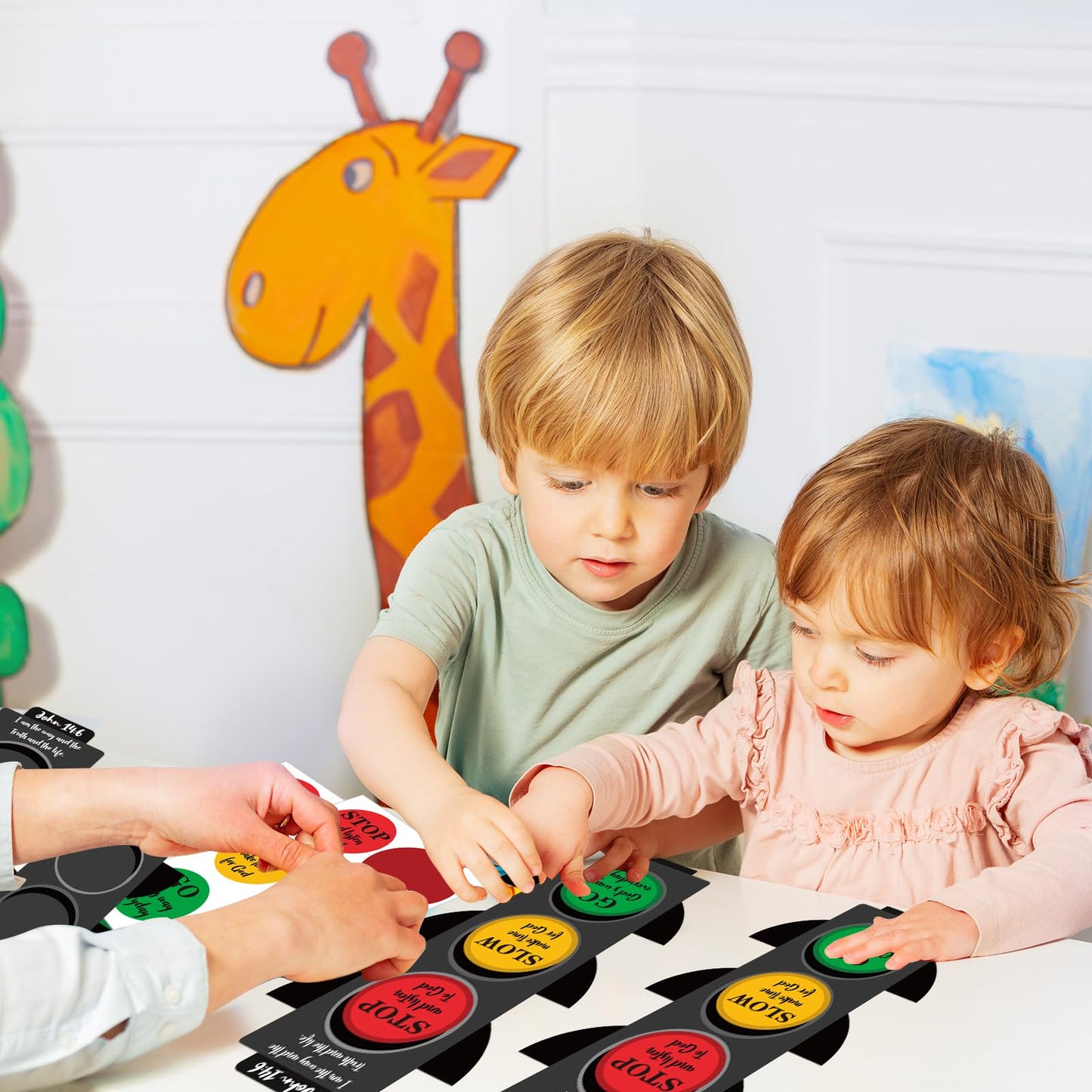 BLSUREFYX 24 Sets Traffic Light Craft Kit Christian Sunday School Bible Crafts Traffic Lamp Crafts Traffic Light Decoration for Kids Classroom