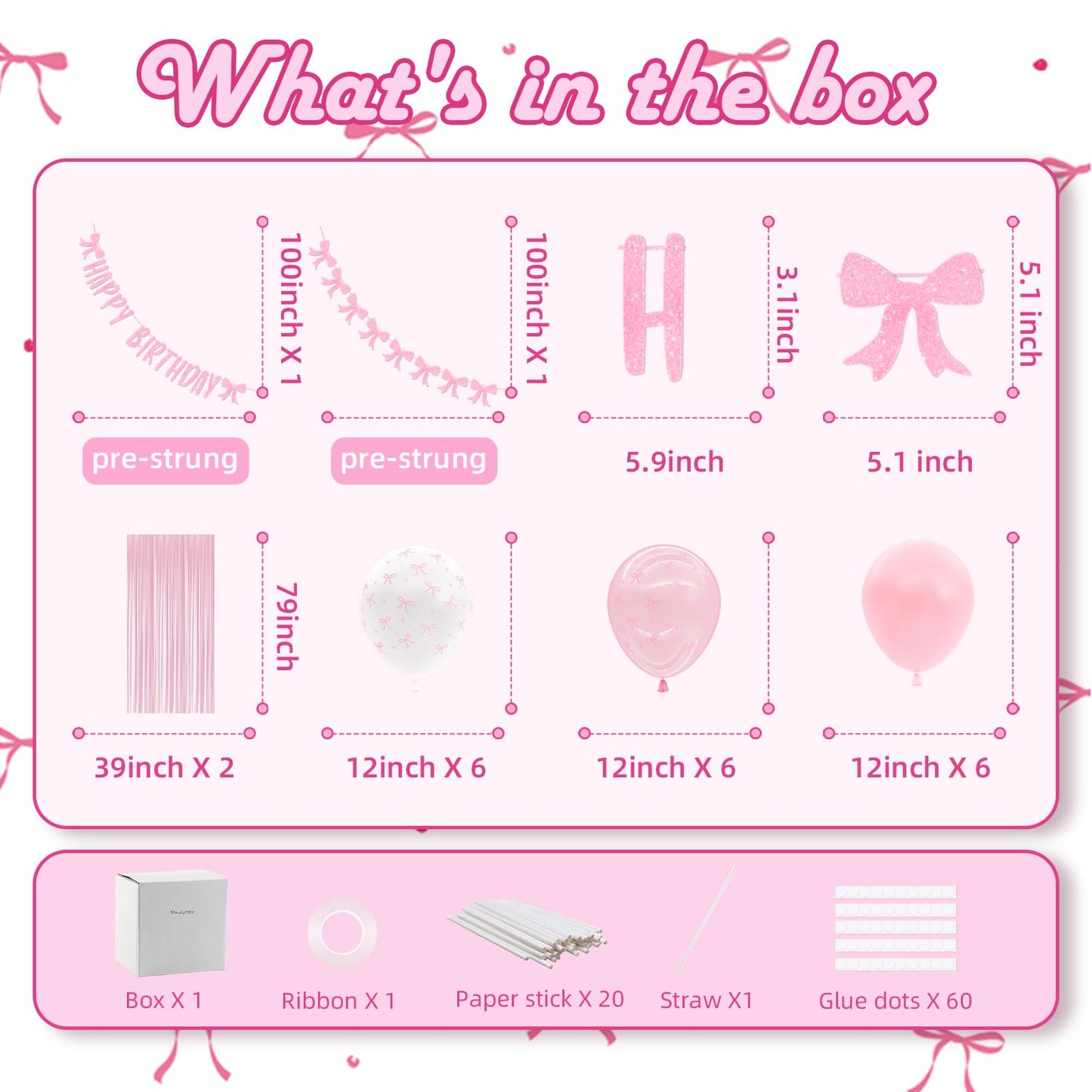 Pink Bow Birthday Decorations, Baby Shower Decorations, Coquette Birthday Decorations, Pink Balloons, Decoracion De Cumpleaños Para Mujer, Pink Happy