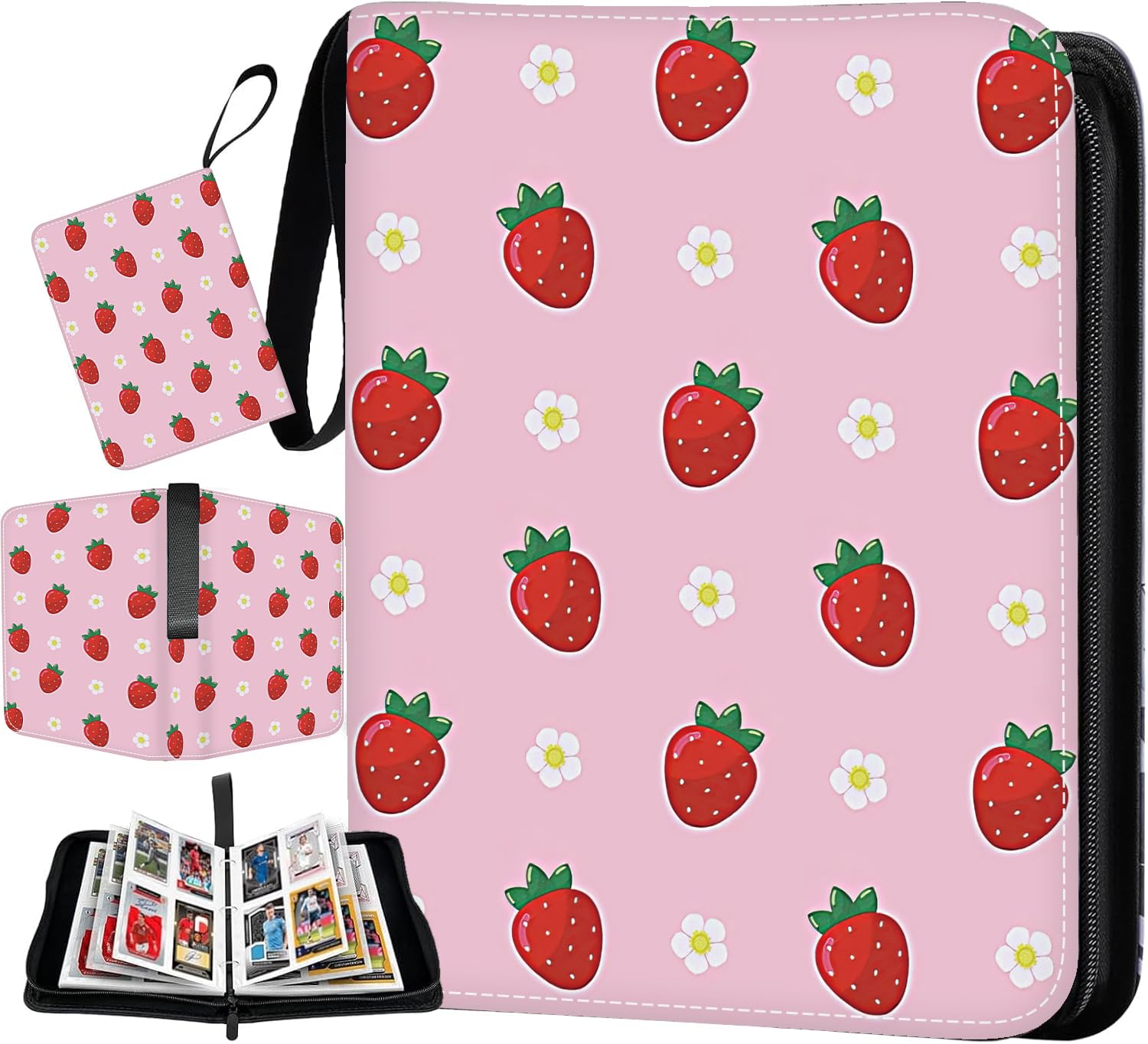 Trading Card Album Scrapbook Cards 50 Pages 400 Card Capacity Portable Waterproof PU Card Holder Card Scrapbook Collectible Card Binder Gift Cards