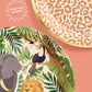 xo, Fetti Animal Print Safari Paper Plates, 4 Designs | 24 pcs 9" | Kids Decorations, Jungle Party Setting, Wild Birthday Decor, Rainforest