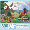 Bits and Pieces 300 Piece Puzzles for Adults 300 Large Pieces 18" x 24" Jigsaw Puzzles, Windmills Rainbow Butterfly, Random Die Cut, No 2 Pieces
