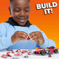 Mega Hot Wheels Twin Mill racecar building set with 101 pieces with micro figure driver figure, toy gift set for ages 5 and up