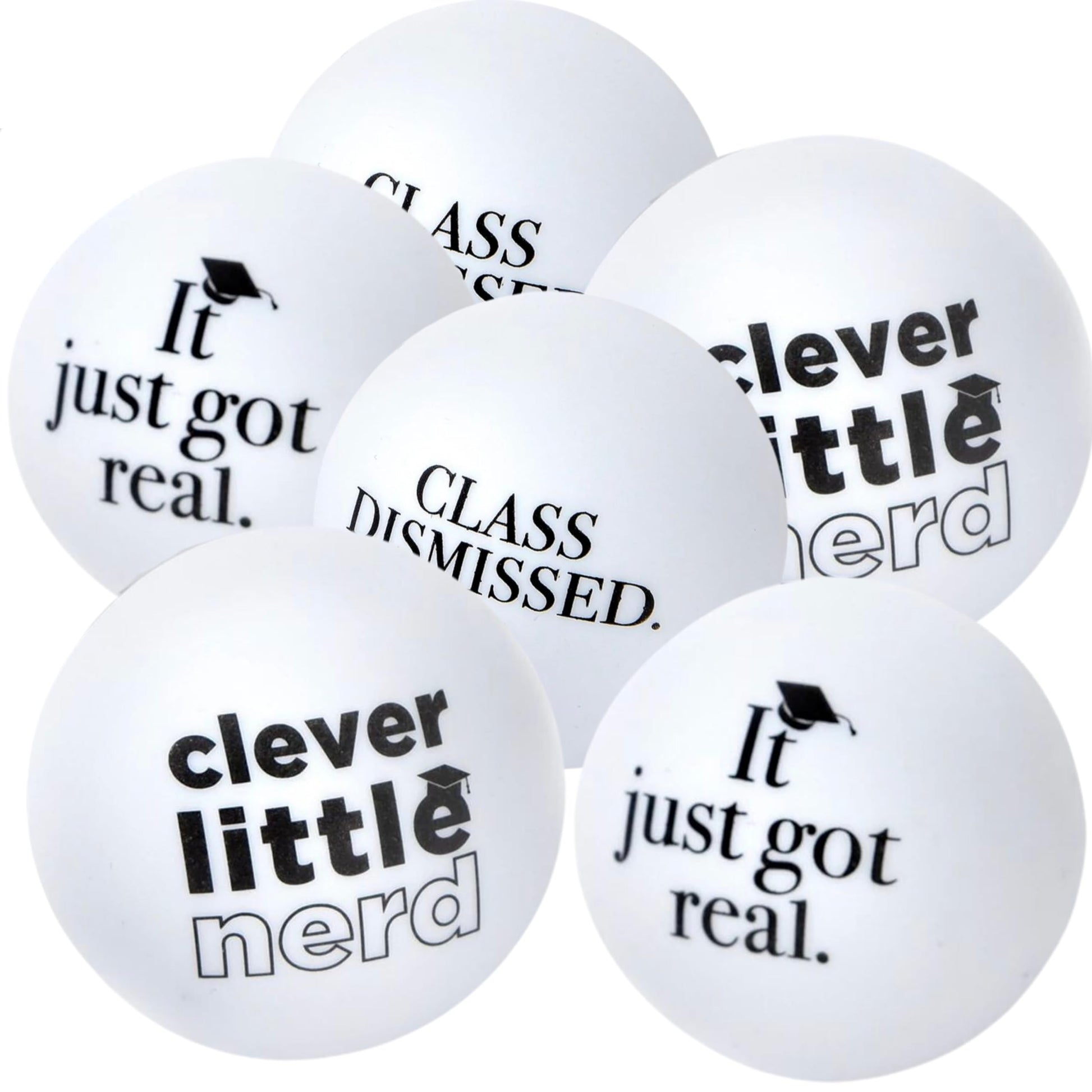 Amscan Bold Black & White Plastic Pong Balls - 1.5" (Pack of 6) - Premium Material, Unique Decoration - Perfect for Graduation Day Parties & Events
