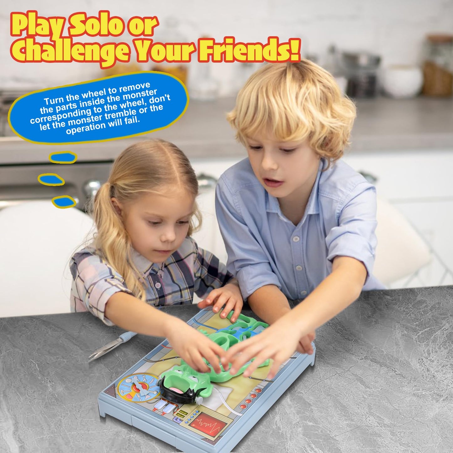 Operated Monster Board Game for Kids Ages 3-8-12 Years Old with Tweezers and Fun Game Pieces, Classic Education Board Game for Single or 2 Player