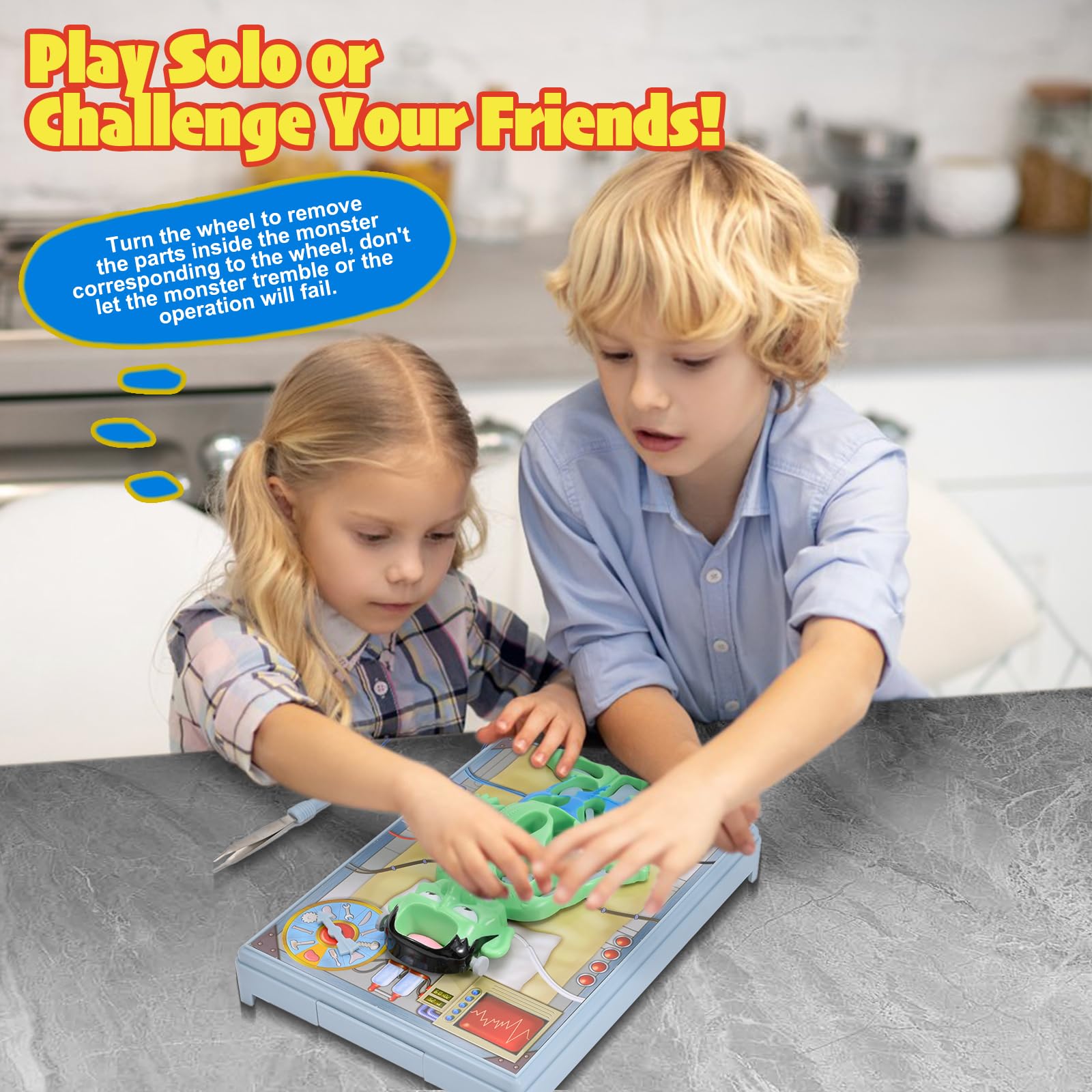 Operated Monster Board Game for Kids Ages 3-8-12 Years Old with Tweezers and Fun Game Pieces, Classic Education Board Game for Single or 2 Player