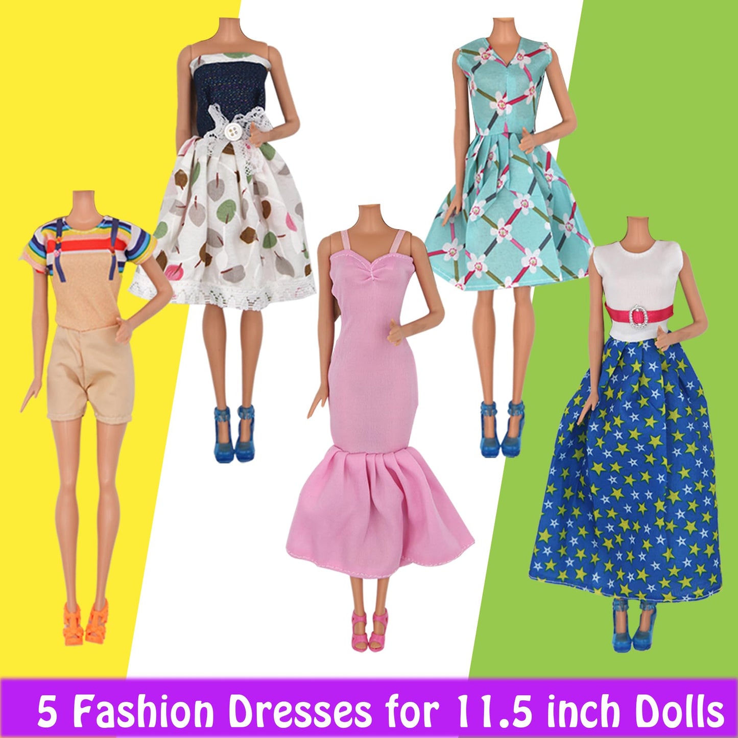 ZTWEDEN 33Pcs Doll Clothes and Accessories for 12 Inch Boy and GirlDoll, Includes 20 Wear Clothes Shirt Jeans Suit and Wedding Dresses, Glasses