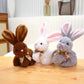 Made By Aliens Fluffy Easter Bunny Stuffed Animal with Bow - Plush Bunny Toy Cute Huggable Rabbit for Kids & Adults on Easter - 6-inch (White)