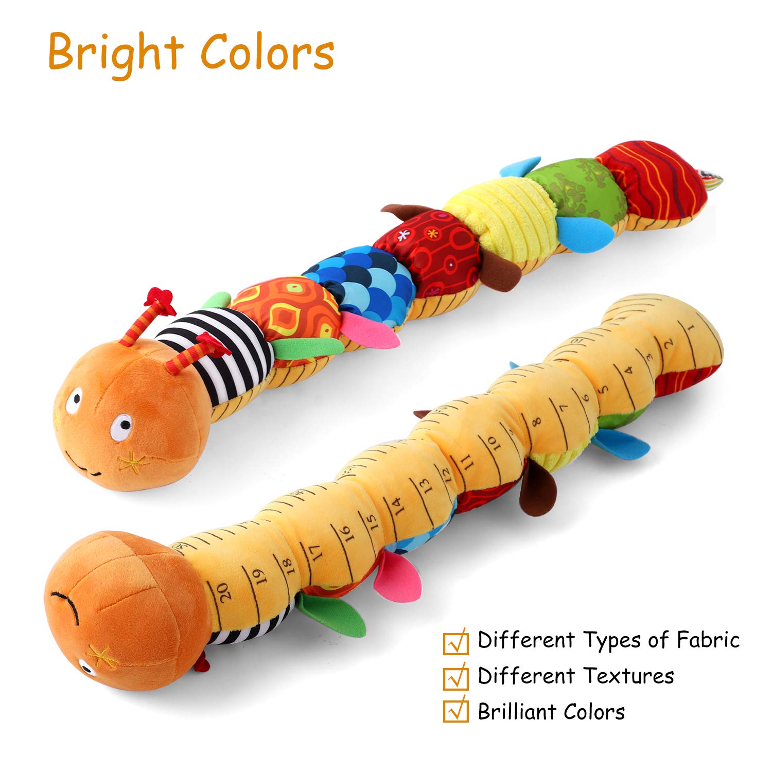 ZUCOOP Musical Worm Soft Model, 6 Different Sensory, Crinkle and Rattle Stuffed, Caterpillar Model