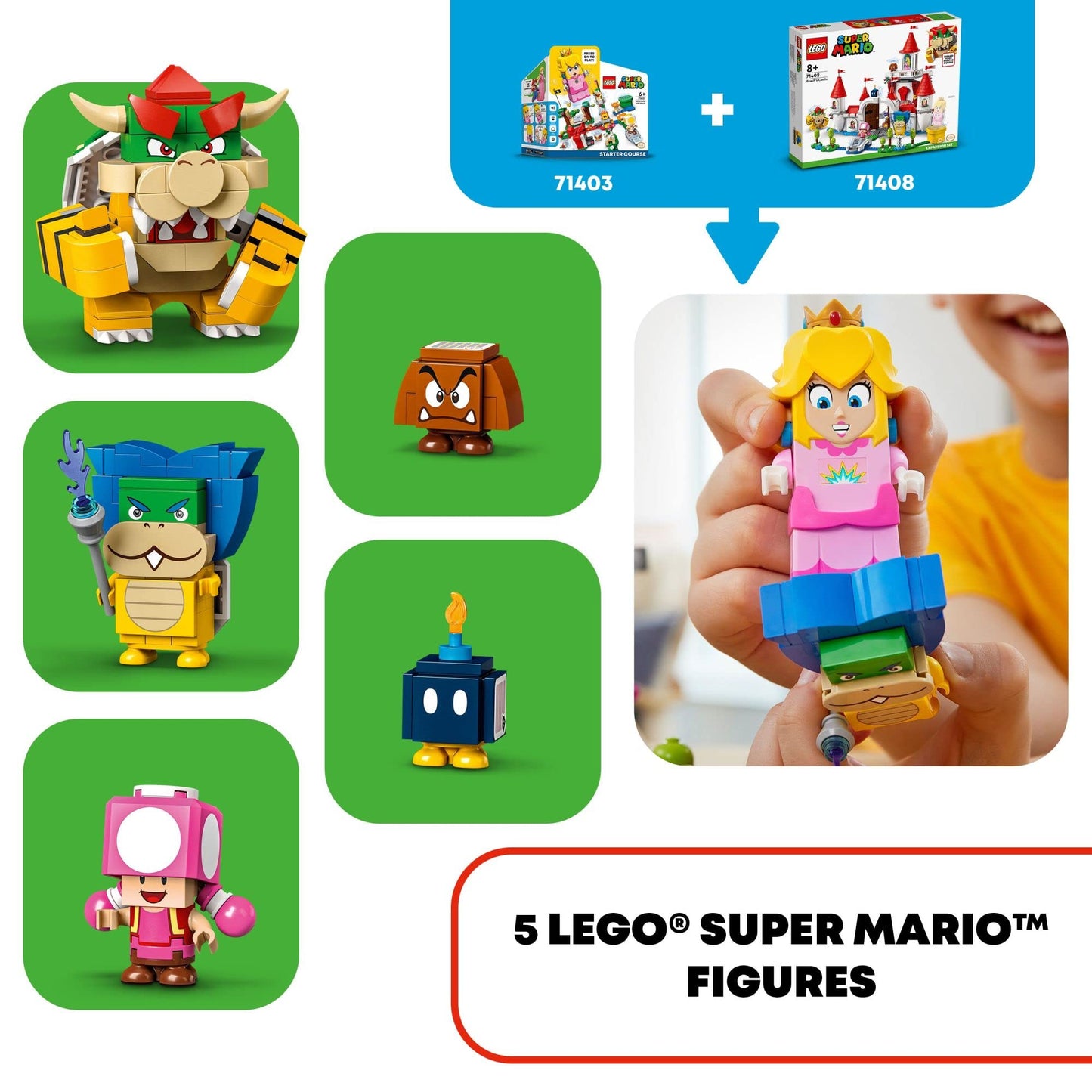 LEGO Super Mario Peach’s Castle Expansion Set 71408, Buildable Game Toy, Gifts for Kids Aged 8 Plus with Time Block Plus Bowser and Toadette Figures,