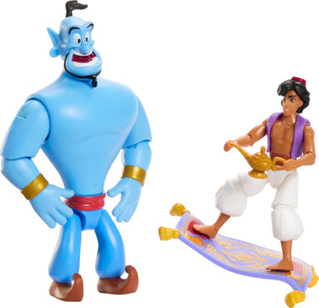 Disney Aladdin Storytellers Pack of 3 Figures Genie, Aladdin and Magic Carpet, Cave of Wonders Authentic Posable Movie Toys 4 Inch Scale