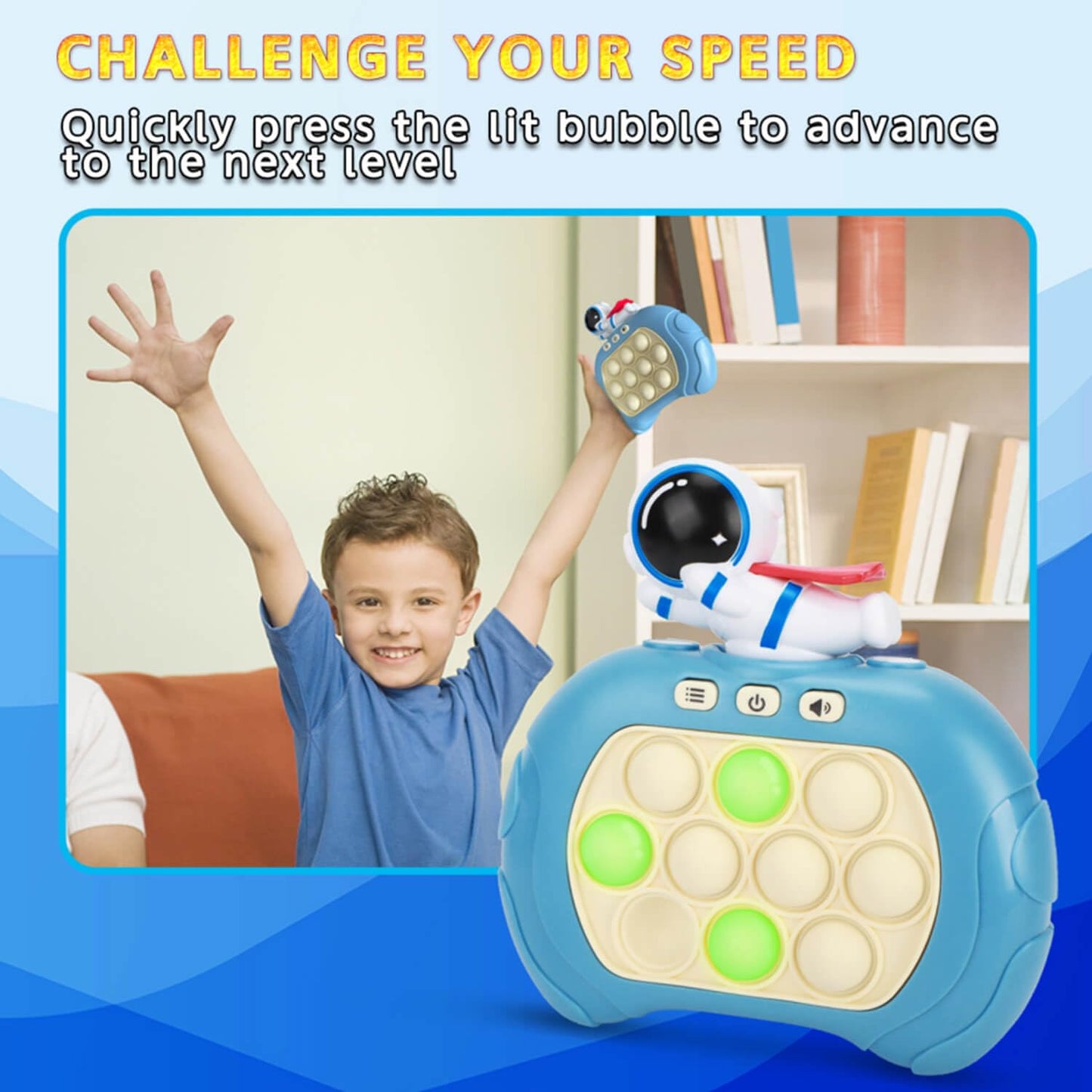 Fast Push Bubble Game for Kids & Adults, Version 2, Pop Light Up Quick Push Fidget Toy Handheld Game. Great for 8-12 Year Old Boys & Girls, Travel