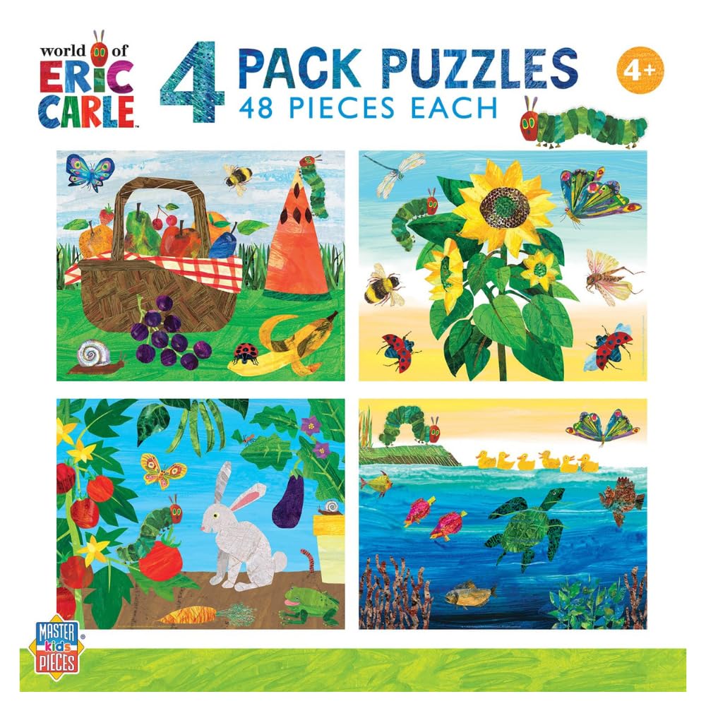 MasterPieces Eric Carle 4-Pack 100 Piece Jigsaw Puzzles - Jigsaw Puzzle with Vibrant Artwork and Durable Pieces - Fun Family Activity, Brain