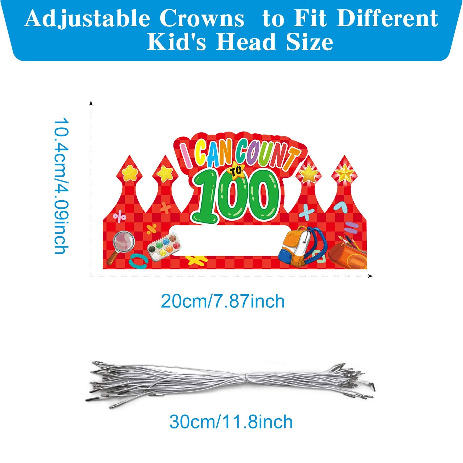 chiazllta 36 Pcs 100 Days Paper Crowns, Name DIY 100th Day of School Paper Party Hats 100 Days Celebration Party Favors Supplies for Classroom School
