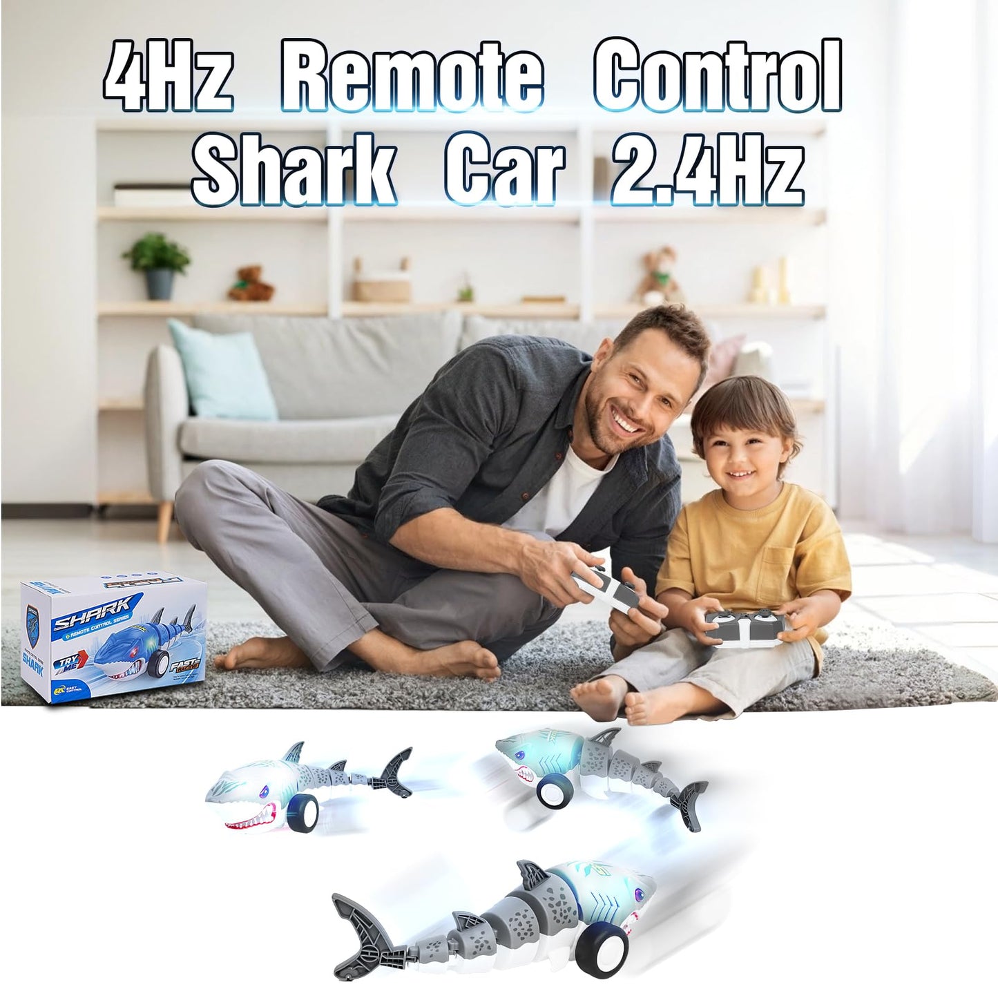 Remote Control Shark Cars Toy,Rechargeable RC Toy Car, RC Monster Truck