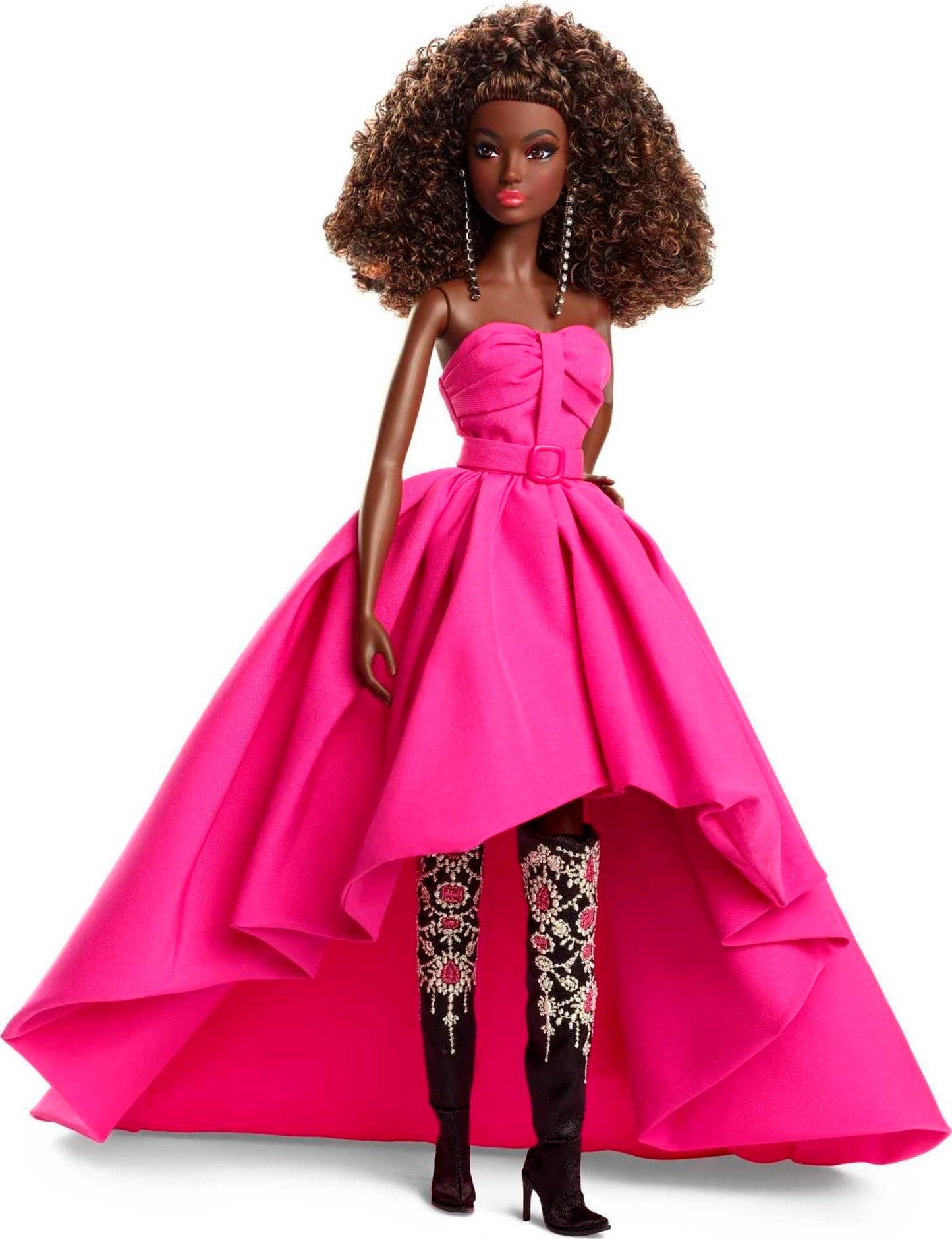 Barbie - Fuchsia Long Dress Doll in Taffeta with Sweetheart Neckline with Pleats and Gathering Details, Matching Belt and a Wide Train, Adult Toy
