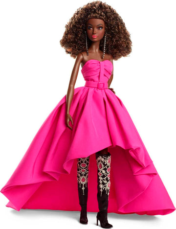 Barbie - Fuchsia Long Dress Doll in Taffeta with Sweetheart Neckline with Pleats and Gathering Details, Matching Belt and a Wide Train, Adult Toy