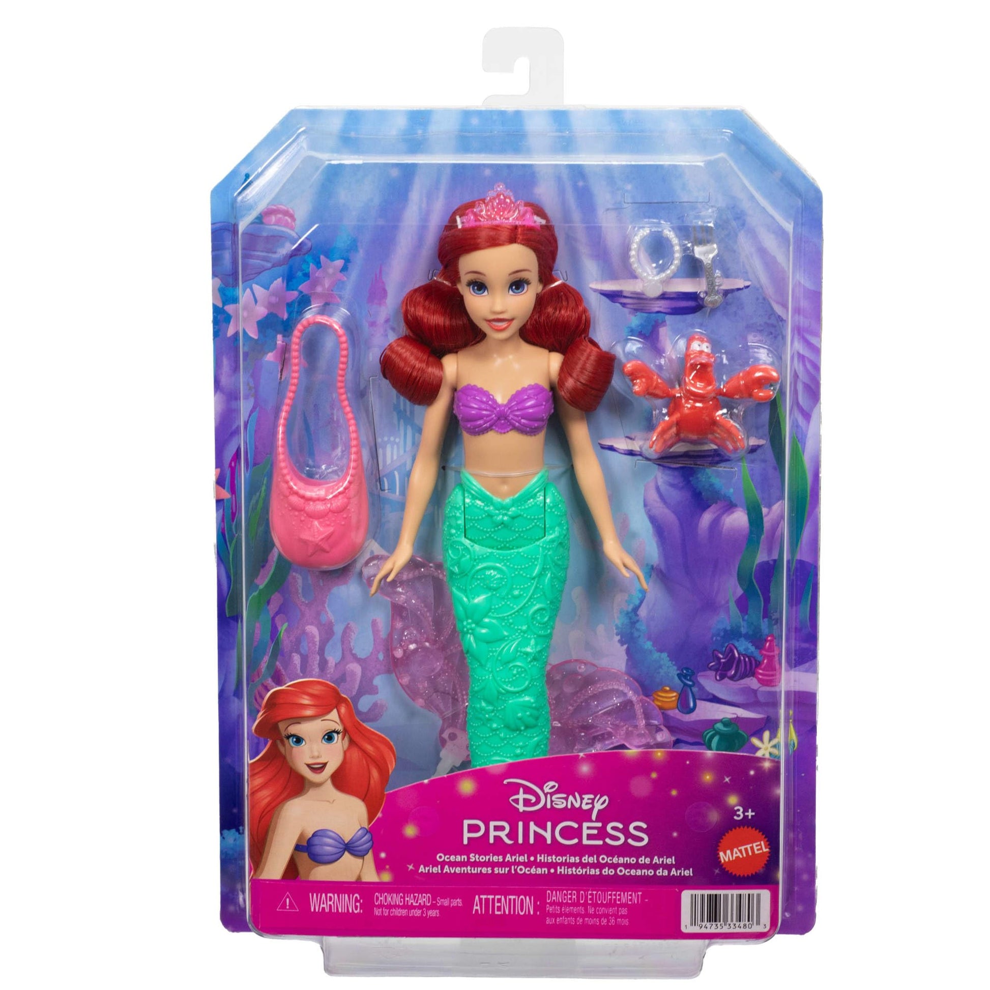 Disney Princesa Ariel Doll with Accessories and Pets 3+