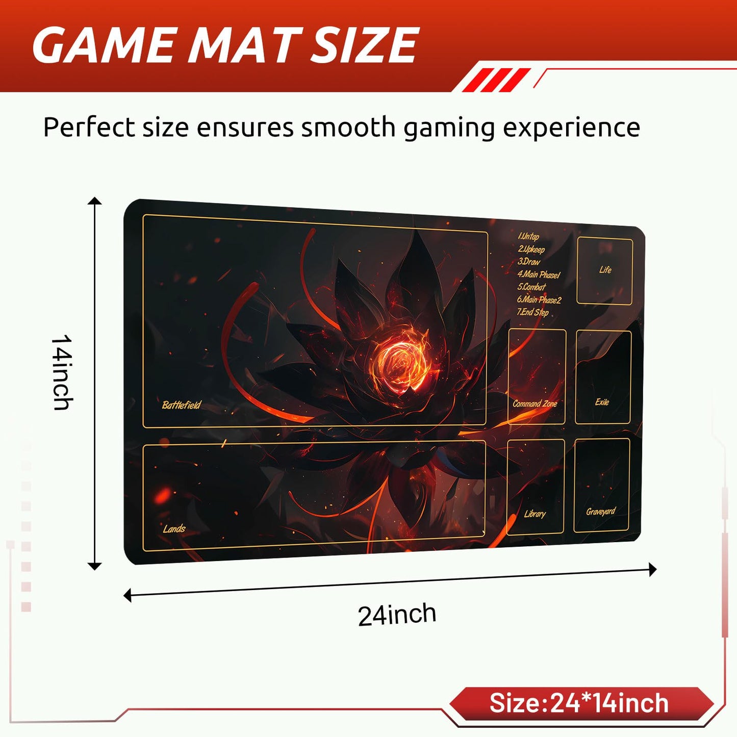 MTG DND Play Mat Game Mat - 3MM Thick High-Density Non-Slip Surface, Stitched Reinforced Edges for Magic playmats, DND Tabletop RPG, TCG Card Games