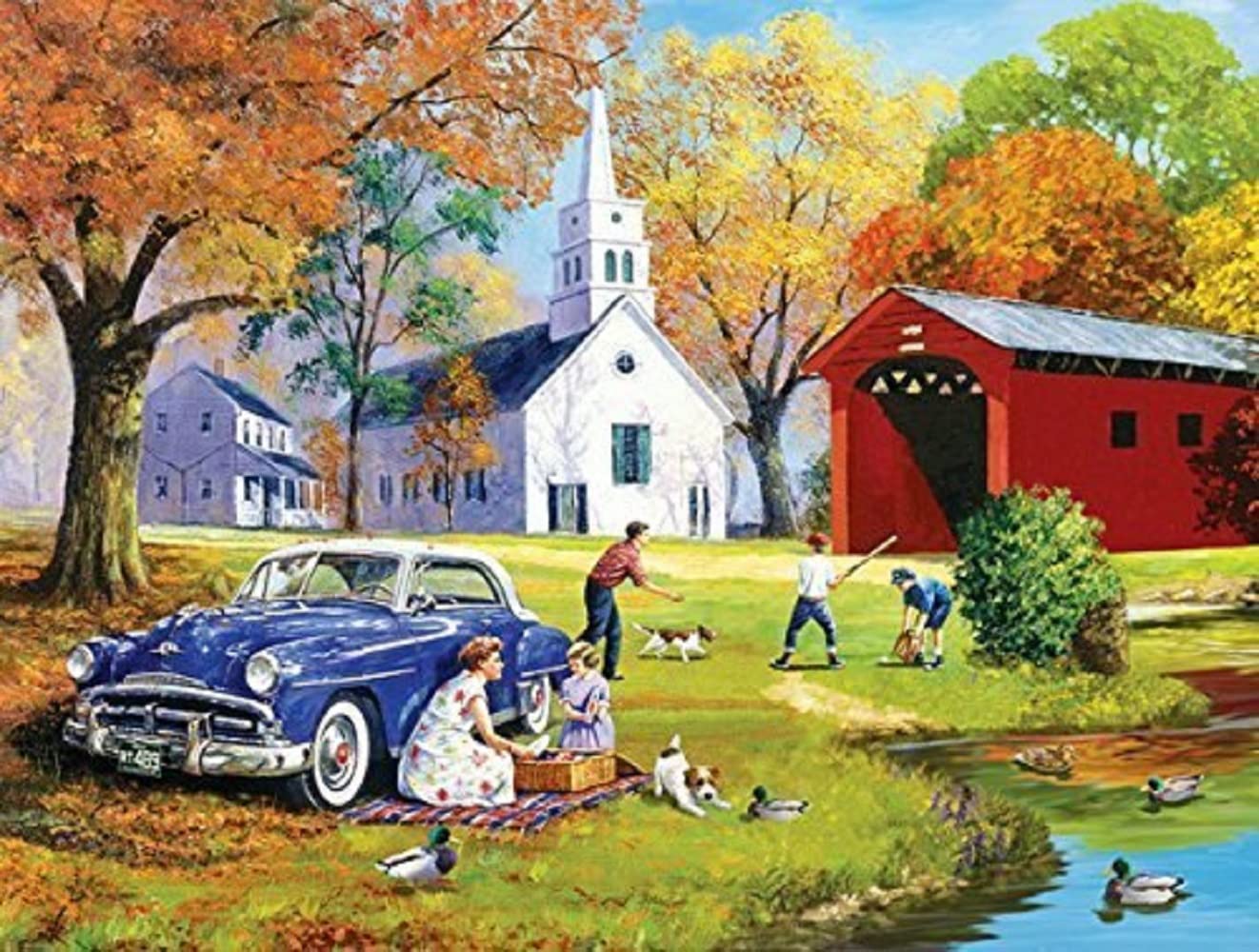 SUNSOUT INC - Family Time by the River - 300 pc Jigsaw Puzzle by Artist: Kevin Walsh - Finished Size 18" x 24" - MPN# 13735