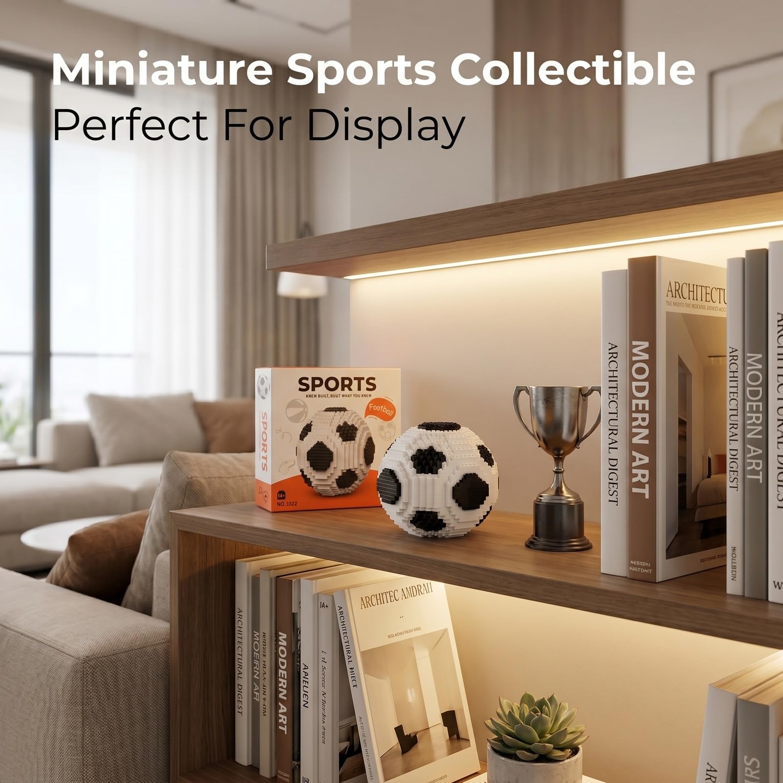 GZGTUU Mini Building Blocks Soccer Ball Set, 850 Pieces Football Puzzle, Suitable for Adults, Creative Display Model Ornament (Black & White)