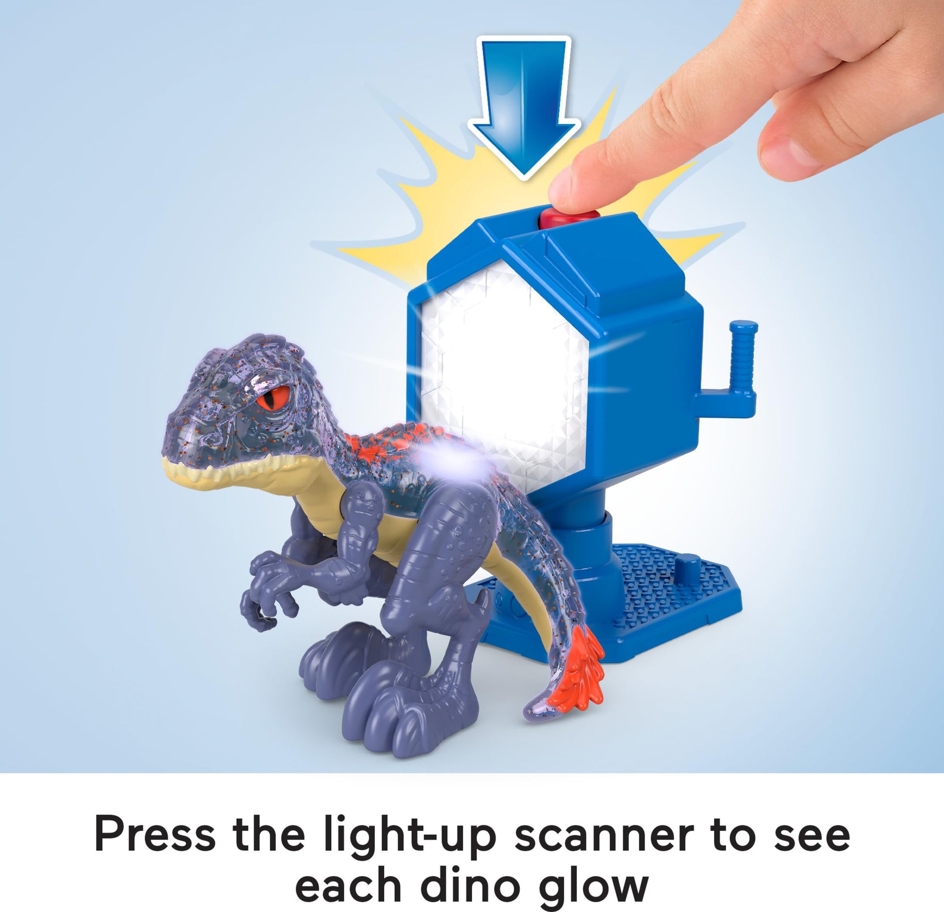 Fisher-Price Imaginext Jurassic World Dinosaur Toys Evo-Scanner Multi-Pack 10-Piece Light-Up Figures Set for Ages 3+ Years