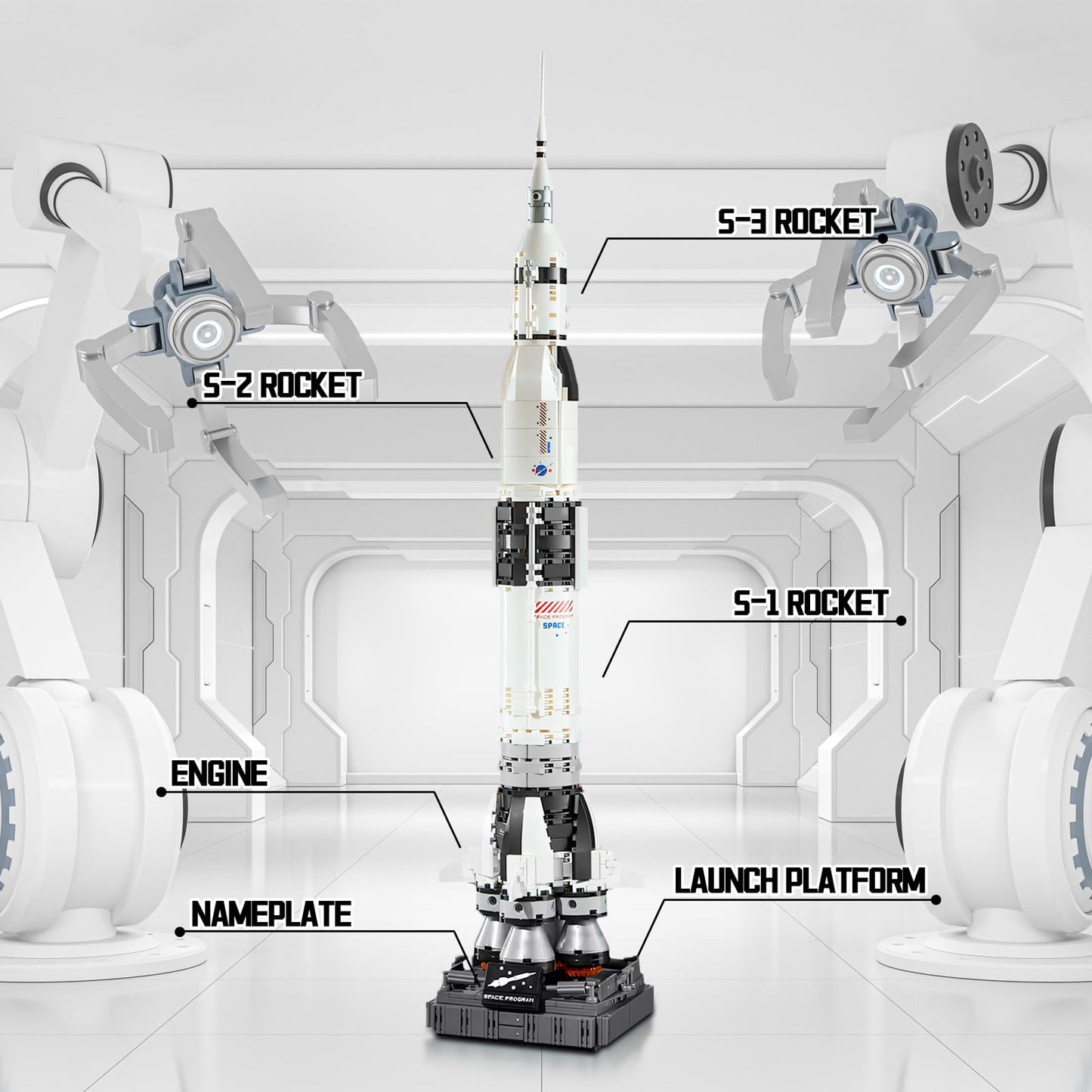 APENGBAOL Saturn V Space Rocket and Vehicles Building Blocks Set,613 Precision Space Shuttle Building Block Toys for Kids .Gifts for Adults