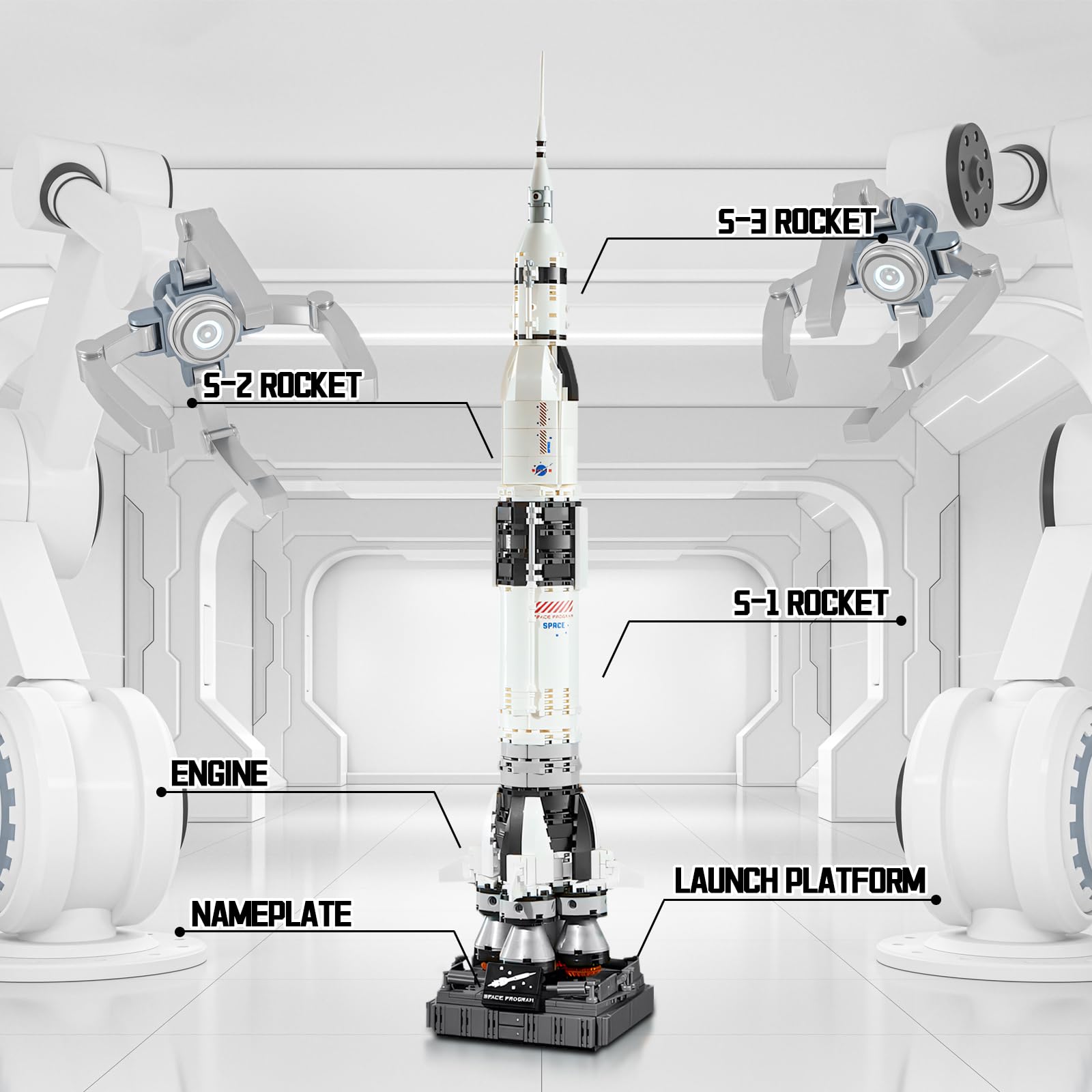 APENGBAOL Saturn V Space Rocket and Vehicles Building Blocks Set,613 Precision Space Shuttle Building Block Toys for Kids .Gifts for Adults