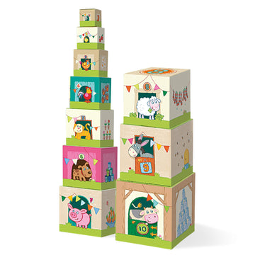 HABA On The Farm Stacking & Nesting Cubes - 10-Piece Montessori Toys for Toddlers, Award-Winning Educational Stacking Toy & Farm-Themed Blocks