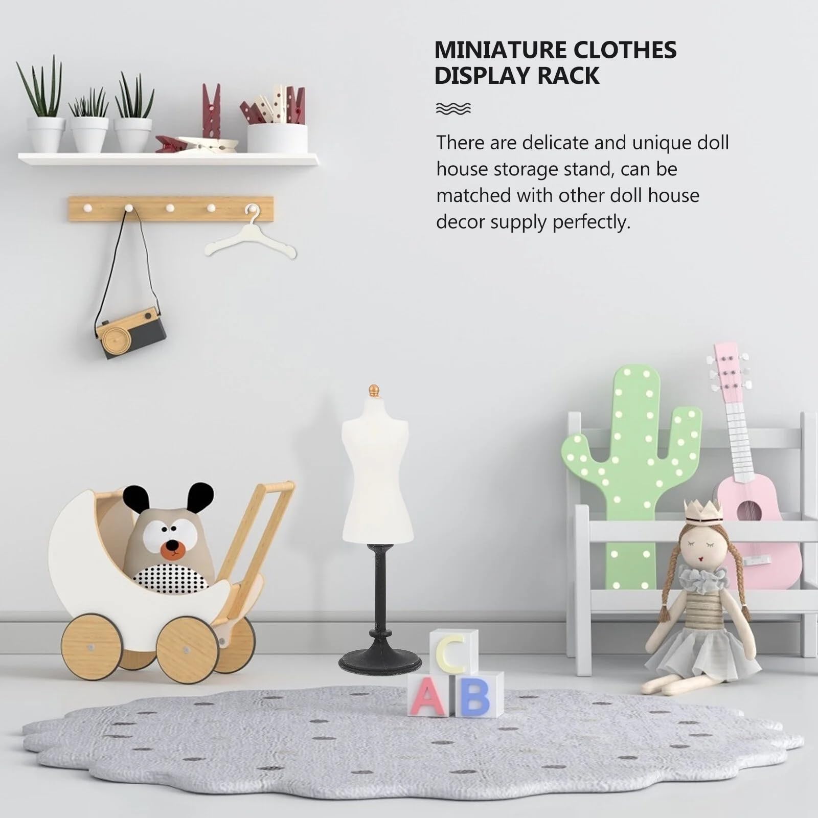 White 1/24 Miniature Dress Form Mannequin Dollhouse Decoration Accessories, DIY Doll House Kit