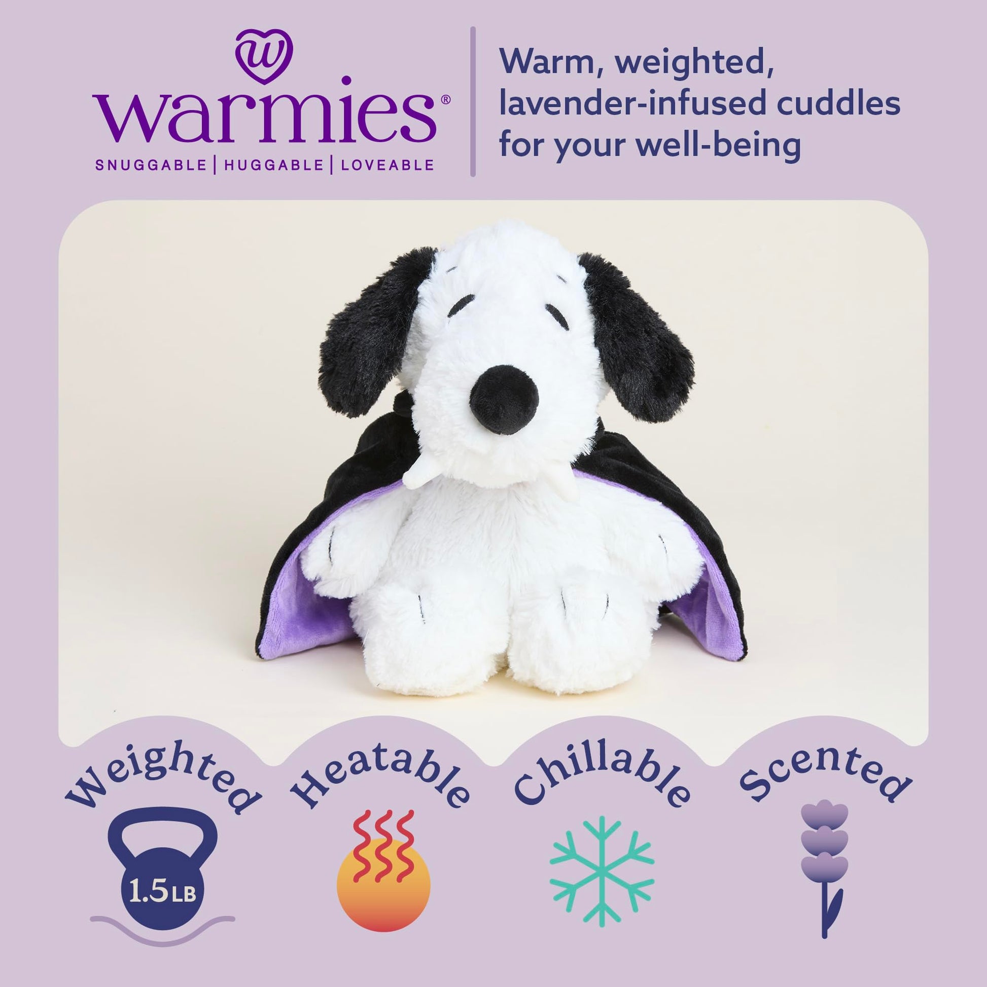 warmies Microwavable & Weighted Stuffed Animals, Boo Crew Snoopy - Heated Stuffed Animal Plushie - Halloween Themed Cute Soft Plush Toys for Adults