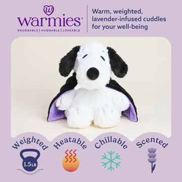warmies Microwavable & Weighted Stuffed Animals, Boo Crew Snoopy - Heated Stuffed Animal Plushie - Halloween Themed Cute Soft Plush Toys for Adults